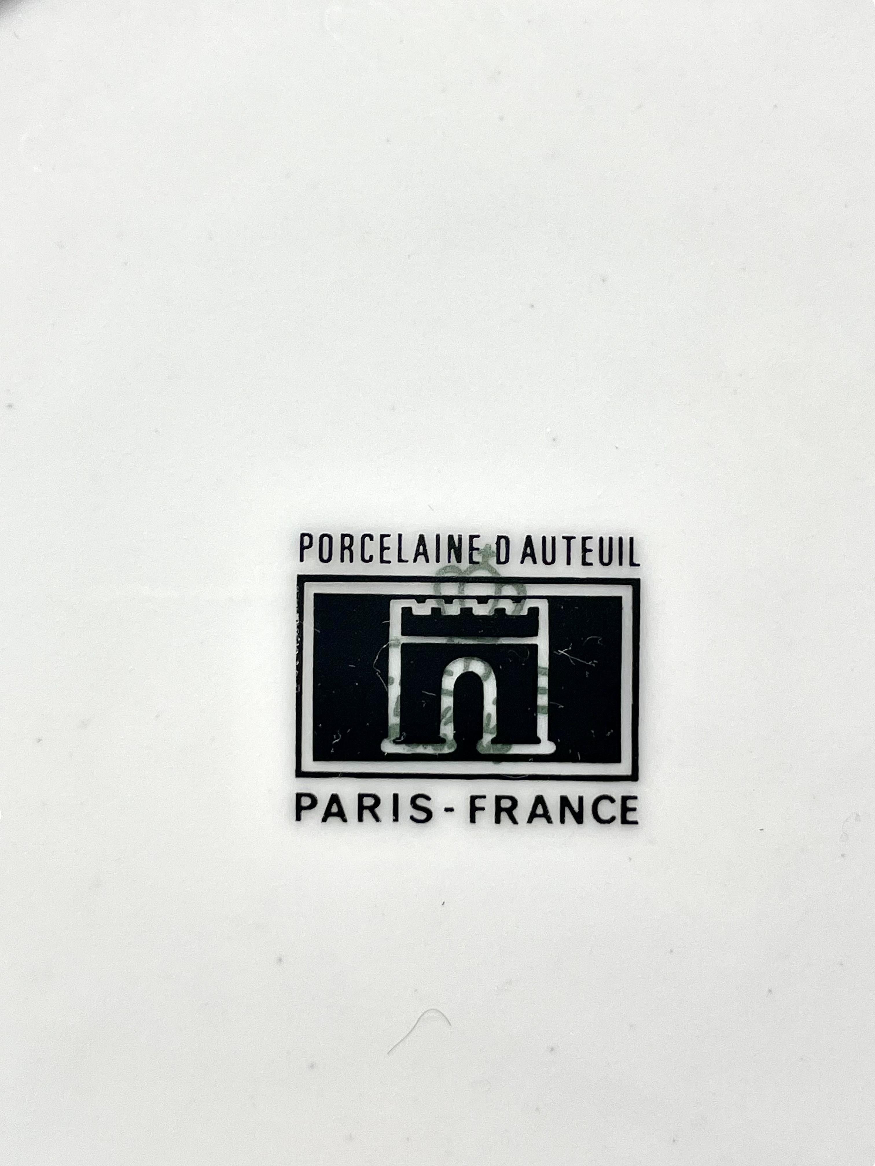 Set of Six Dessert Plates by Porcelaine d’Auteuil, Paris For Sale 5