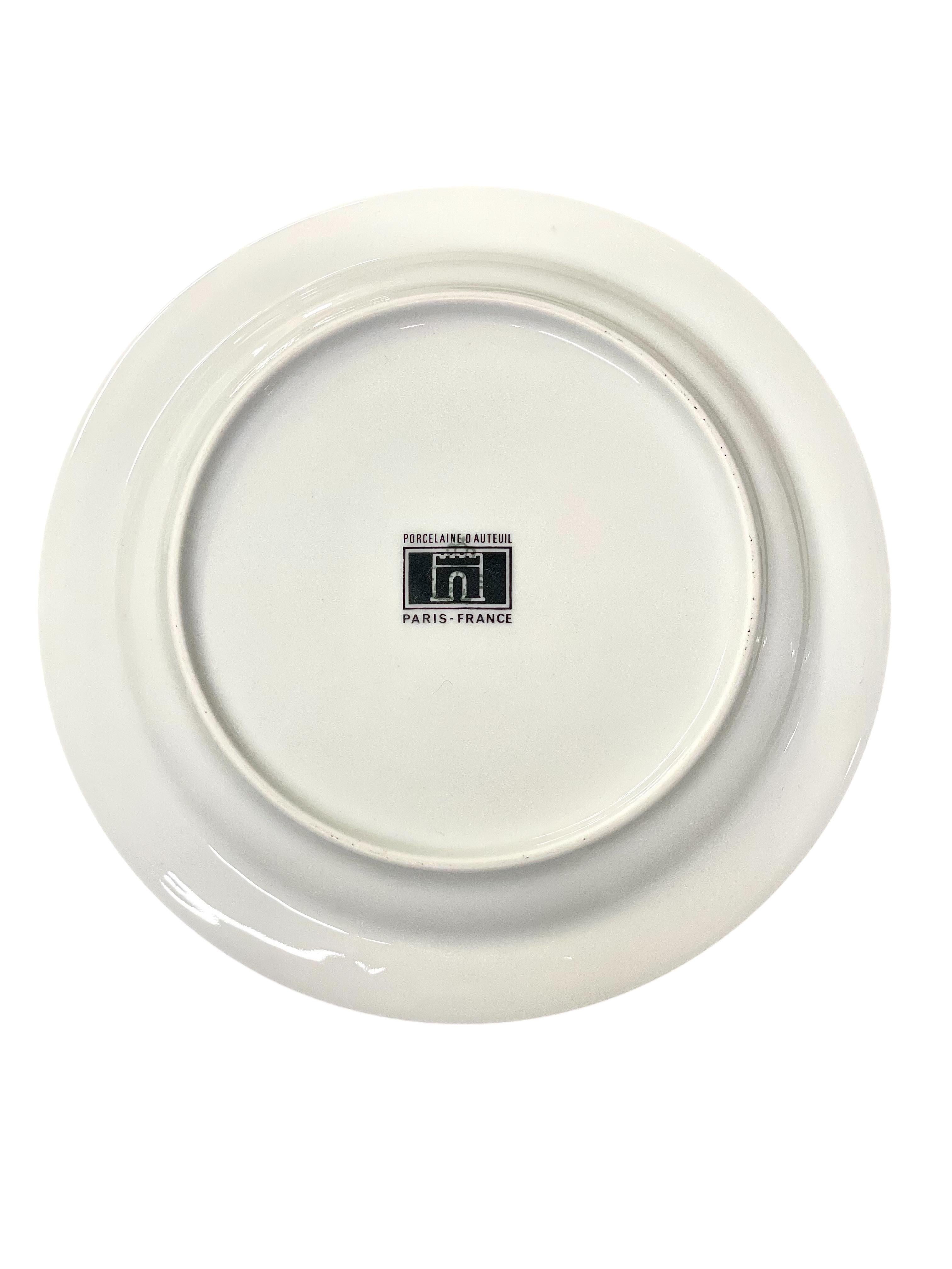 Set of Six Dessert Plates by Porcelaine d’Auteuil, Paris For Sale 4