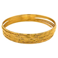 Set of Six Diamond Cut Bangles 22k