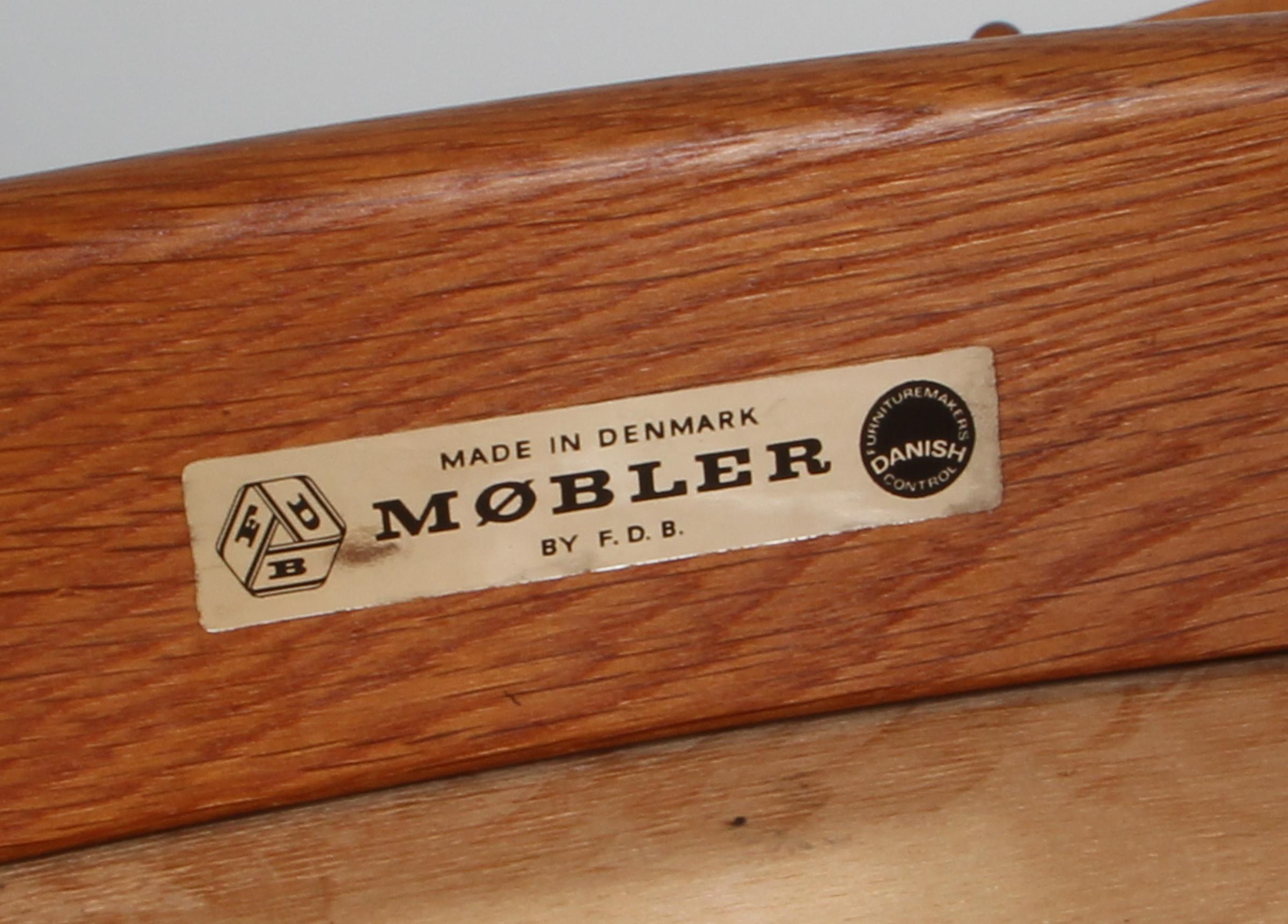 Sechserpack Esstischsessel von Poul Volther, Eiche und Leder im Angebot 1