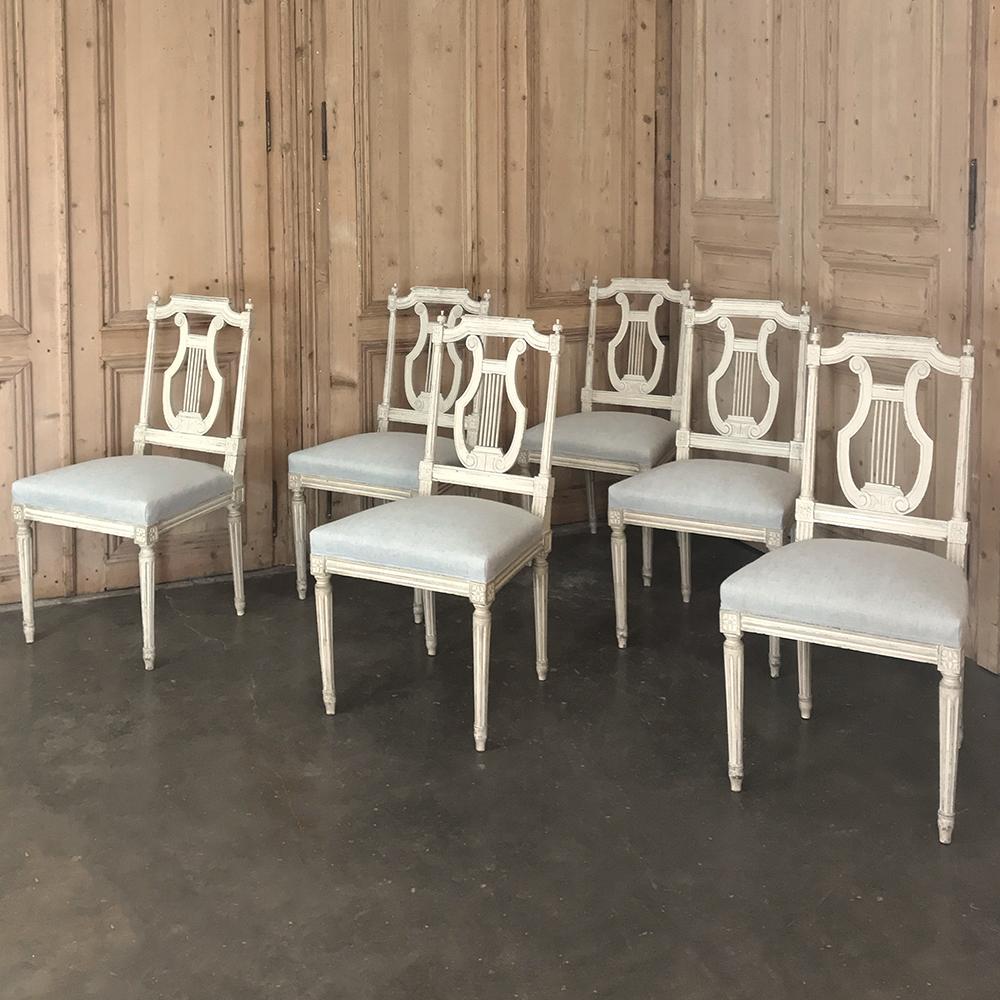 Set of Six Dining Chairs, 19th Century, Painted, French Louis XVI Set of Six Dining Chairs, 19th Century, Painted, French Louis XVI