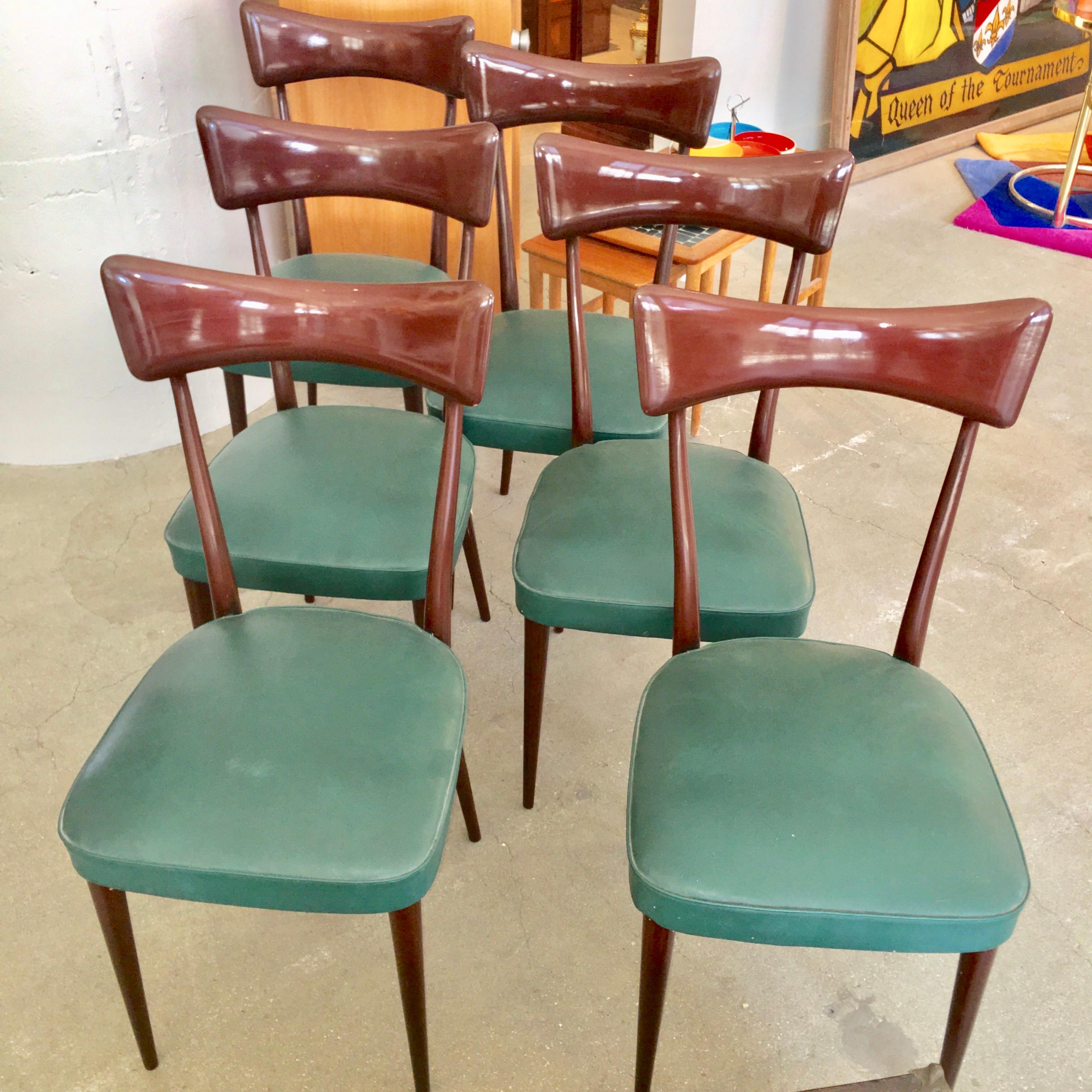 Set of Six Dining Chairs after Ico Parisi For Sale 11