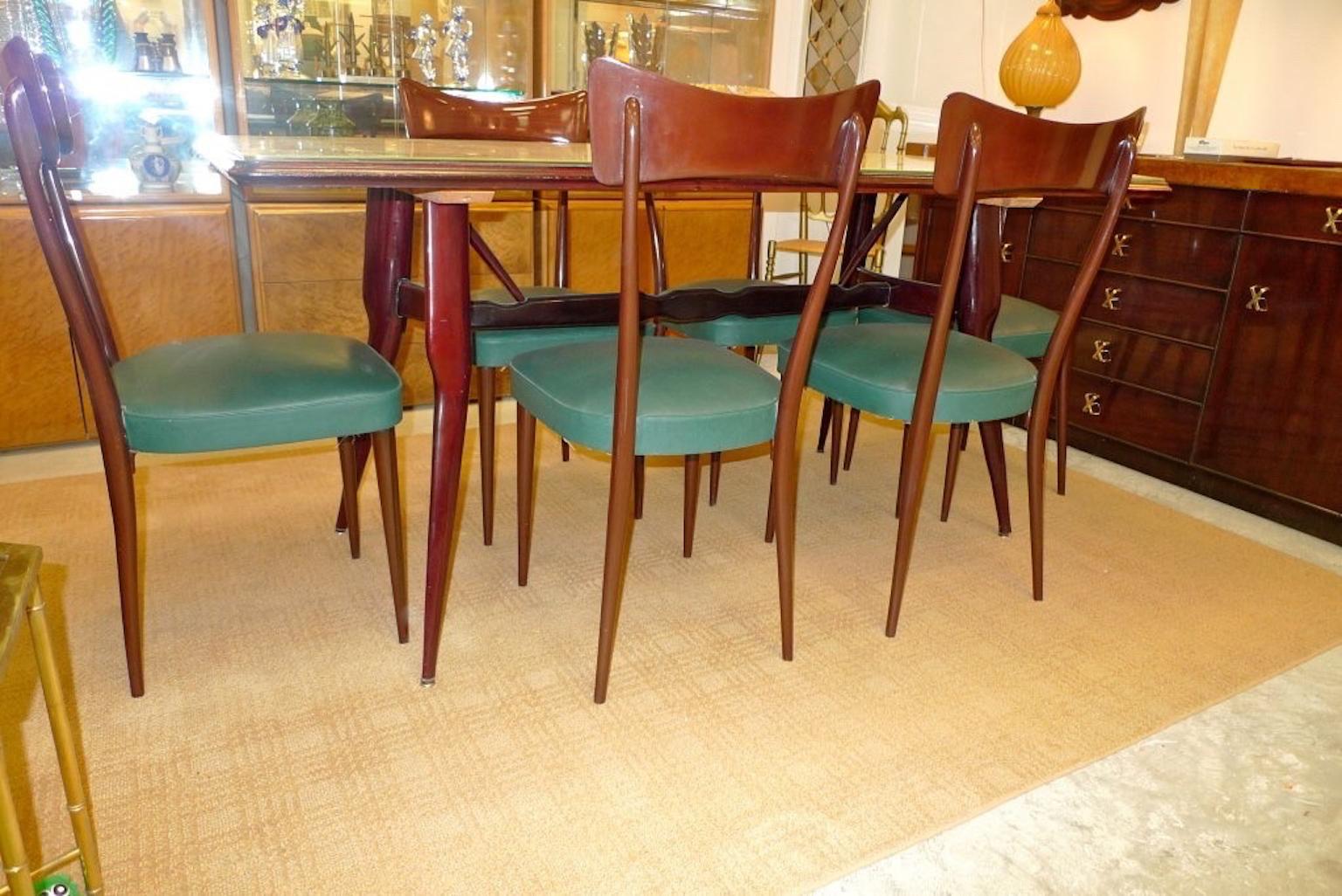 Set of Six Dining Chairs after Ico Parisi For Sale 12