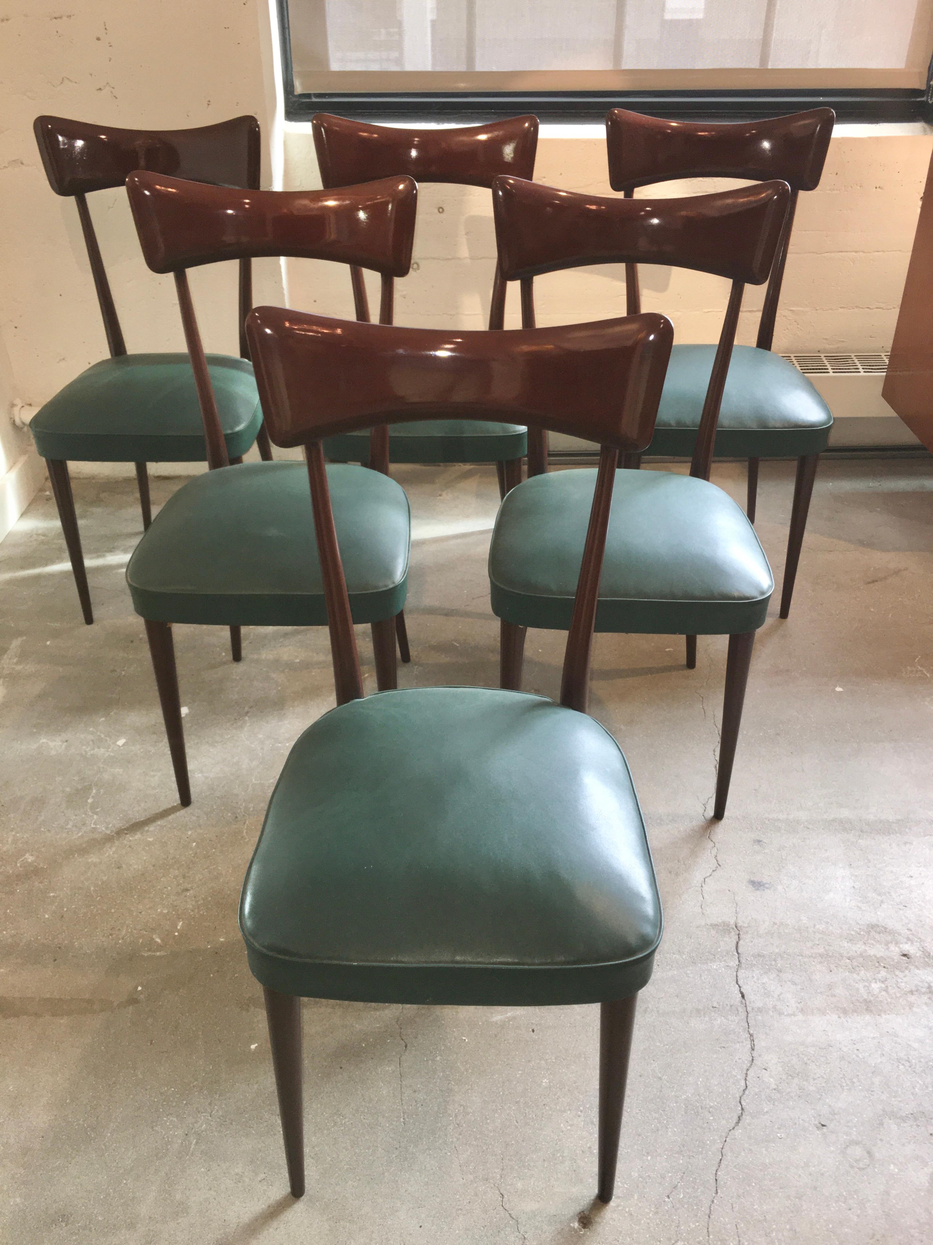 Set of Six Dining Chairs after Ico Parisi In Good Condition For Sale In Hanover, MA