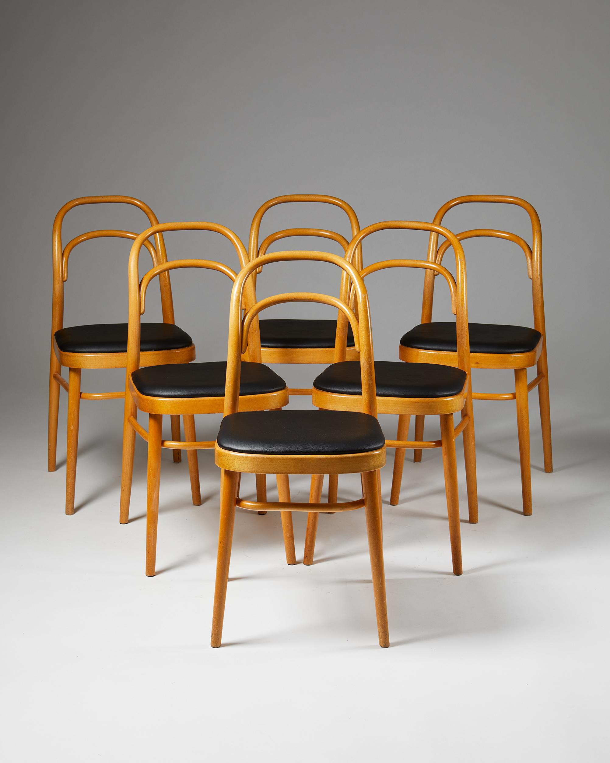 Mid-Century Modern Ensemble de six chaises de salle à manger, Anonymous en vente