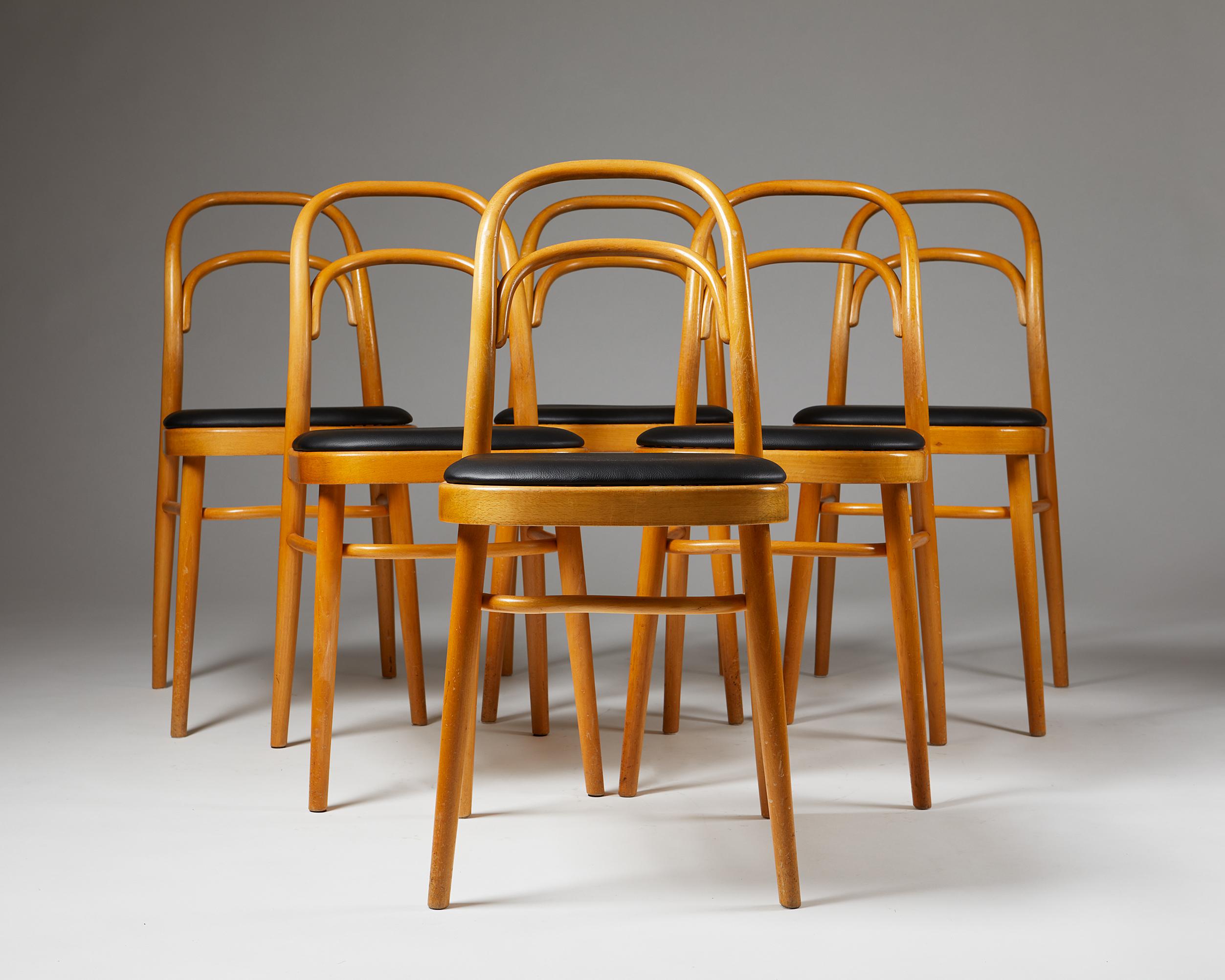 Mid-Century Modern Set of Six Dining Chairs, Anonymous For Sale