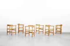 Set of Six Dining Chairs Armchairs by Hans Wegner for PP Mobler Denmark