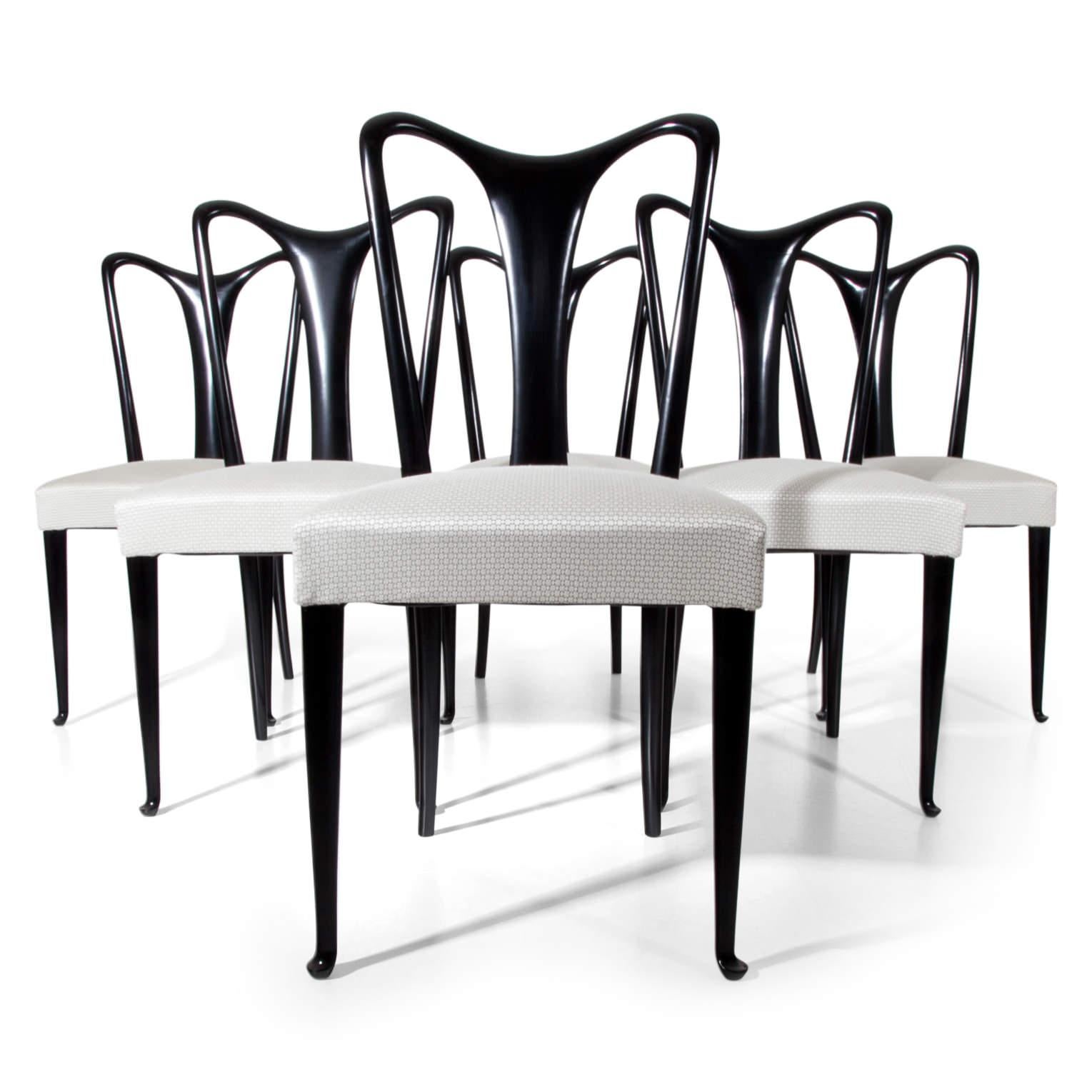 Set of Six Dining Chairs, Attributed to Guglielmo Ulrich, Italy 1940s In Good Condition In Greding, DE