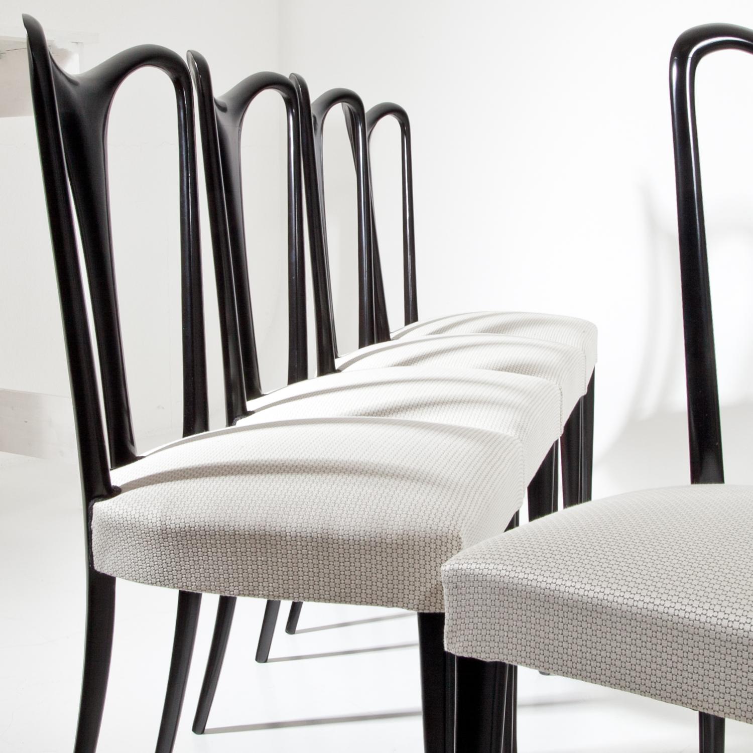 Mid-20th Century Set of Six Dining Chairs, Attributed to Guglielmo Ulrich, Italy 1940s