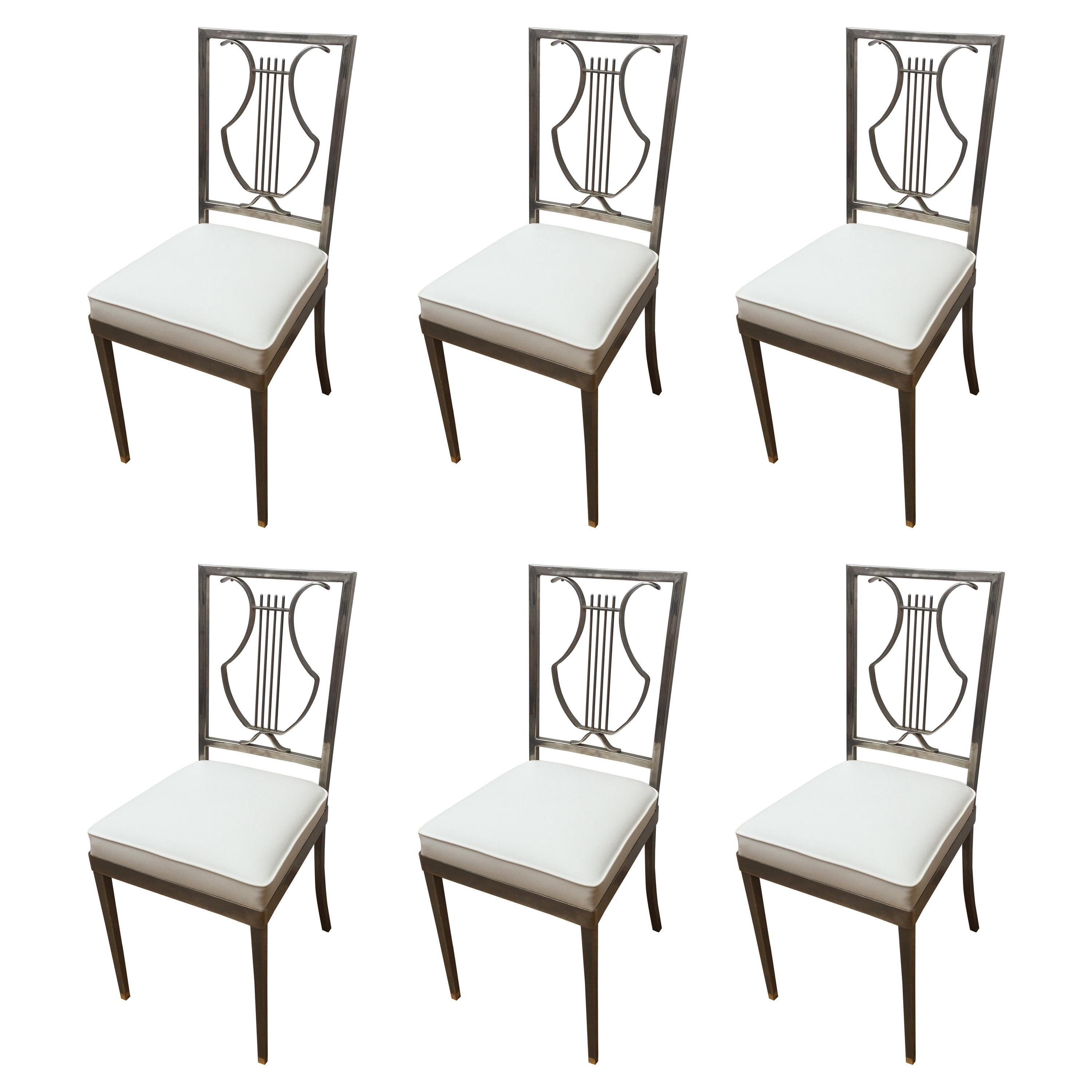 Set of Six Dining Chairs, Attributed to Maison Jansen, 1970s