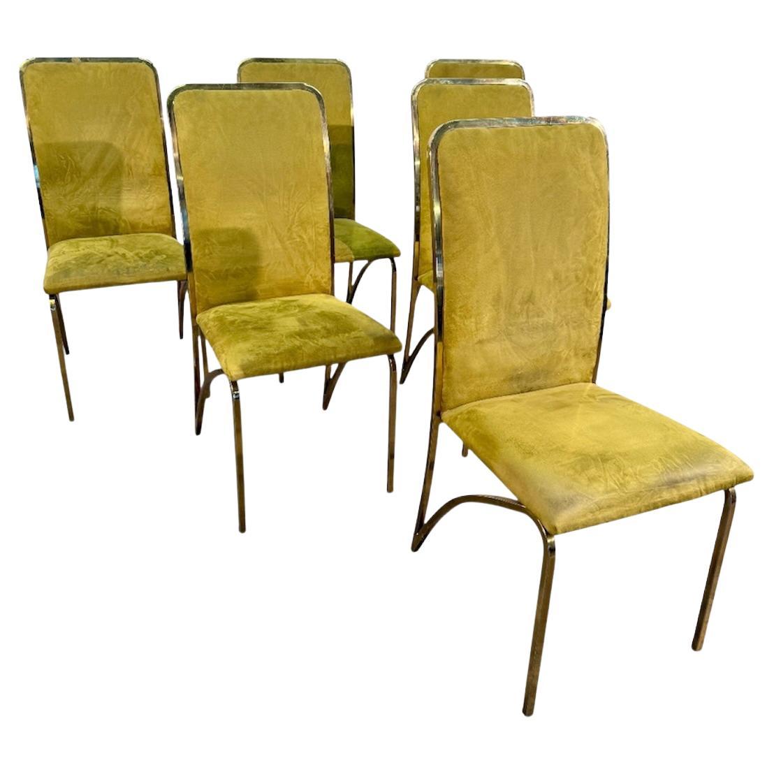 Set of Six Dining Chairs, attributed to Romeo Rega, Italy, 1970s For Sale