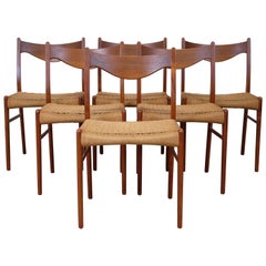 Set of Six Dining Chairs by Arne Wahl Iversen for Glyngøre Stolefabrik, Danish