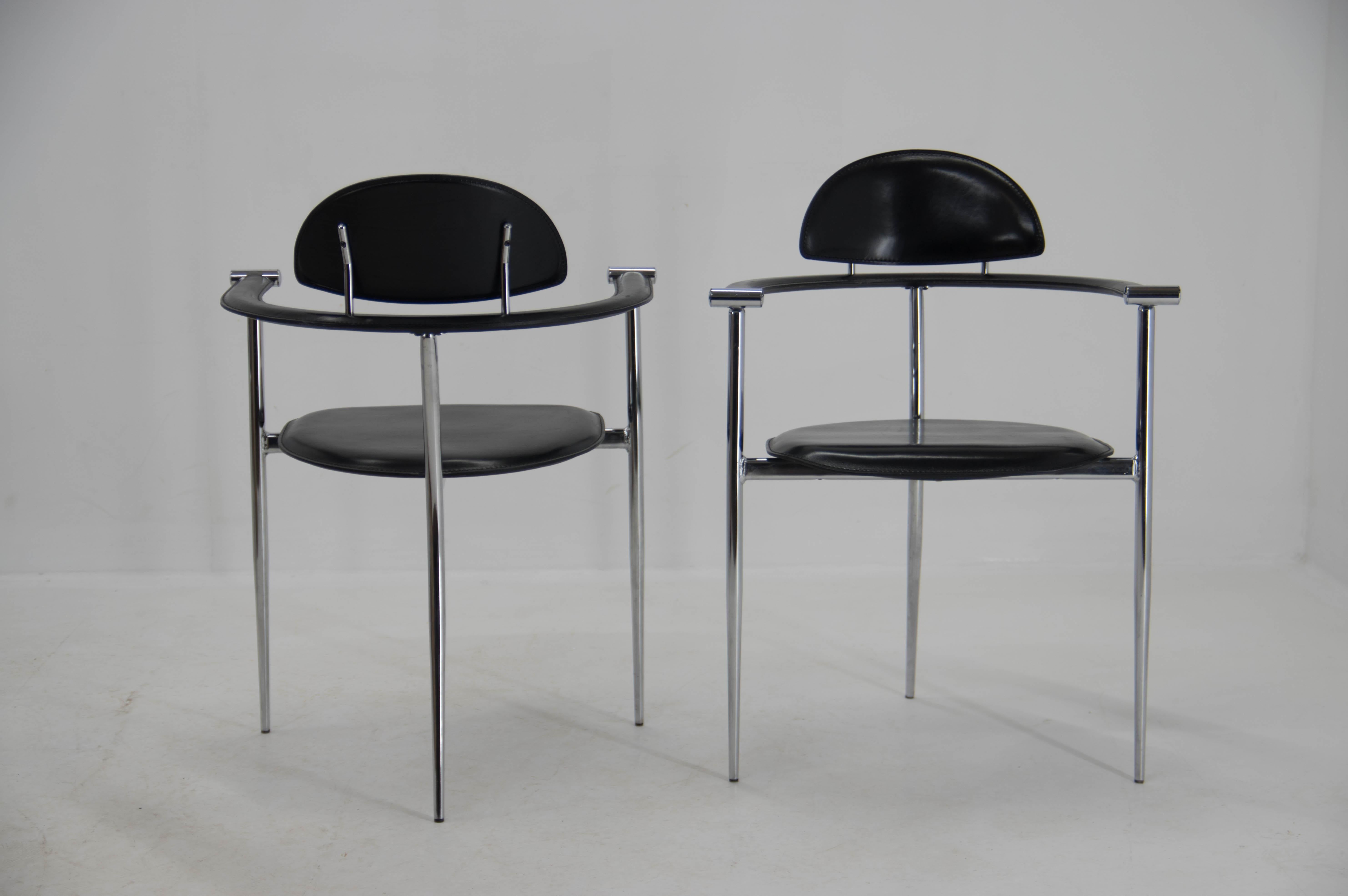 Minimalist Set of Six Dining Chairs by Arrben, Italy, 1980s