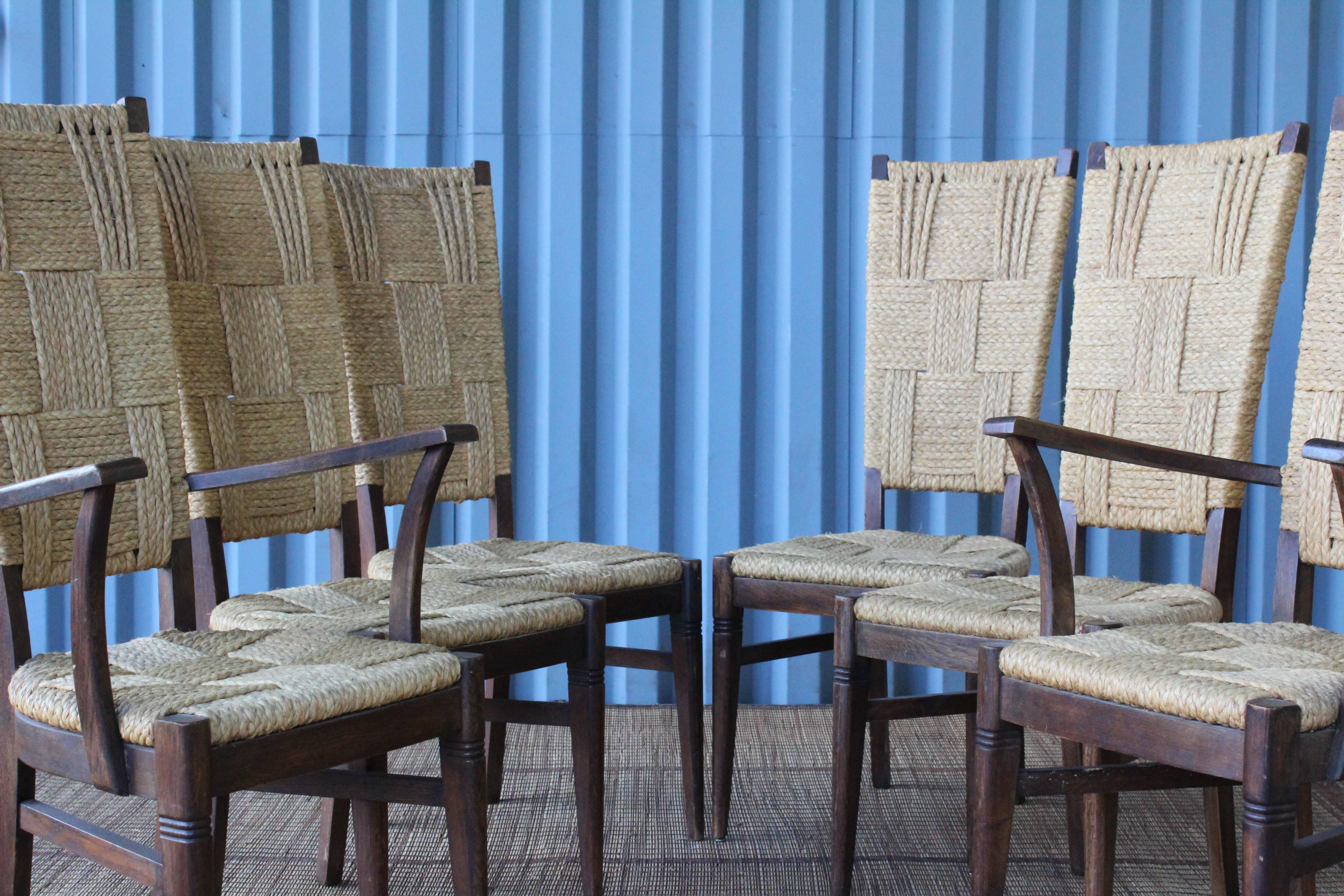 Set of Six Dining Chairs by Audoux-Minet, France, 1950s In Good Condition In Los Angeles, CA