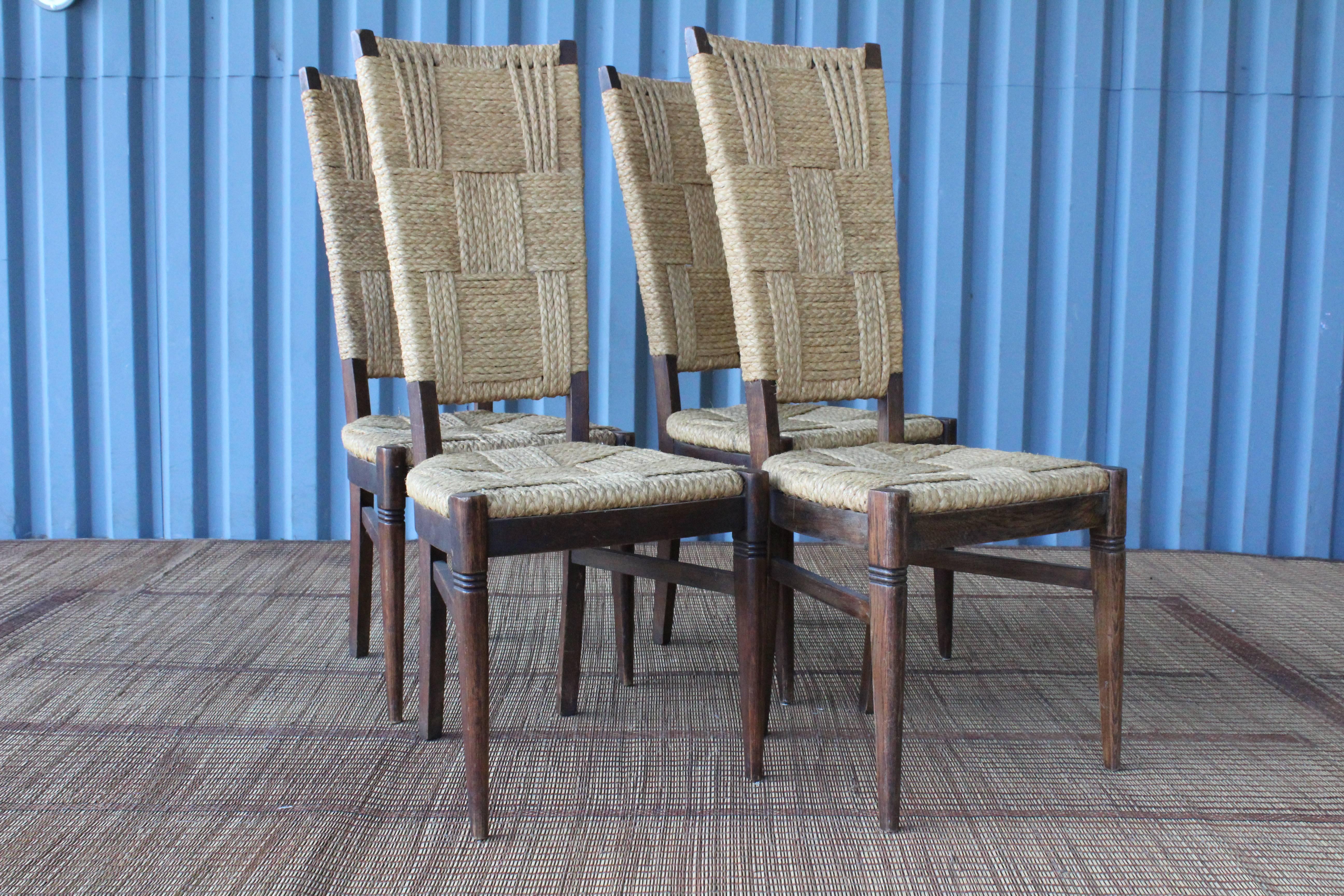 Mid-20th Century Set of Six Dining Chairs by Audoux-Minet, France, 1950s