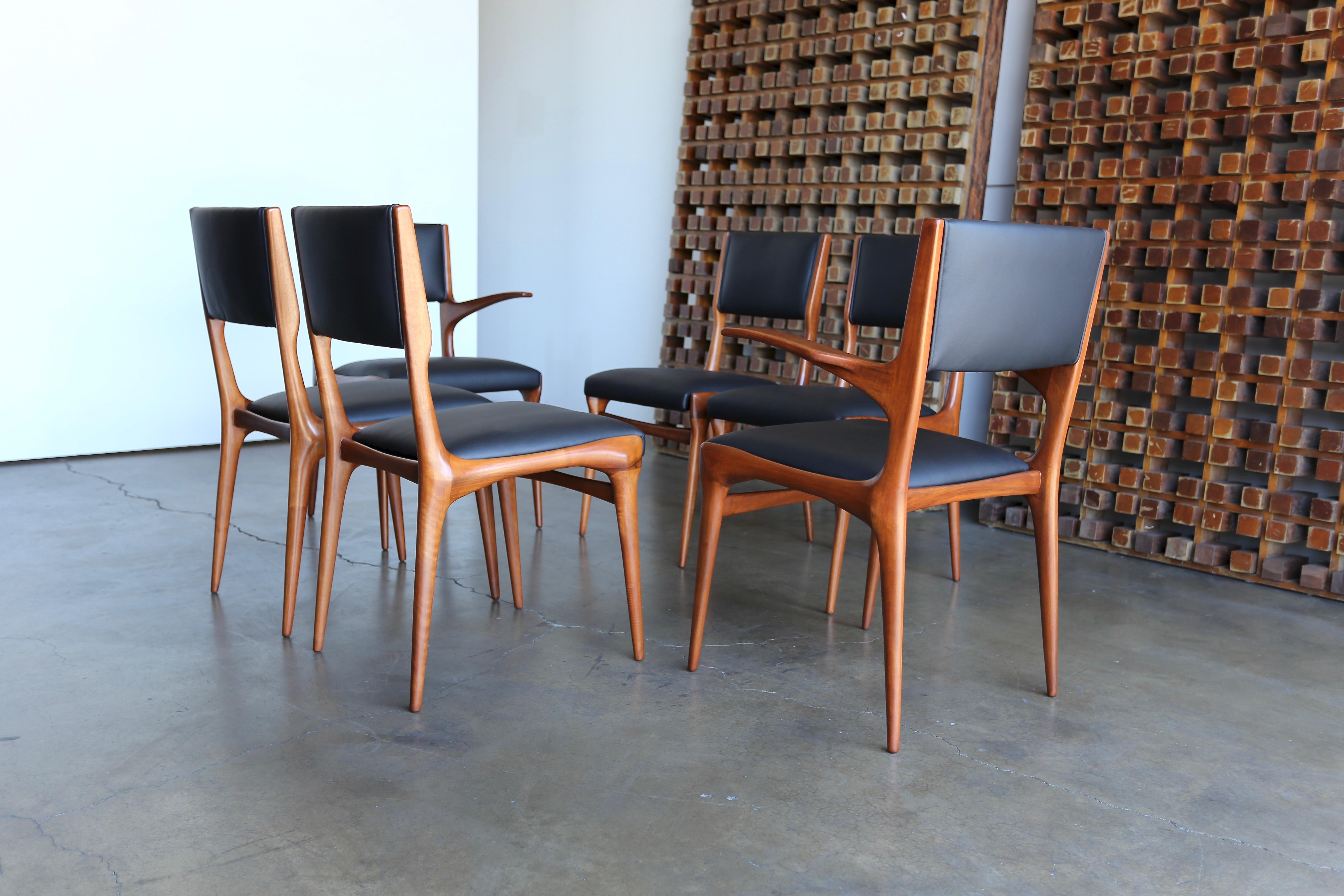 Mid-Century Modern Set of Six Dining Chairs by Carlo di Carli