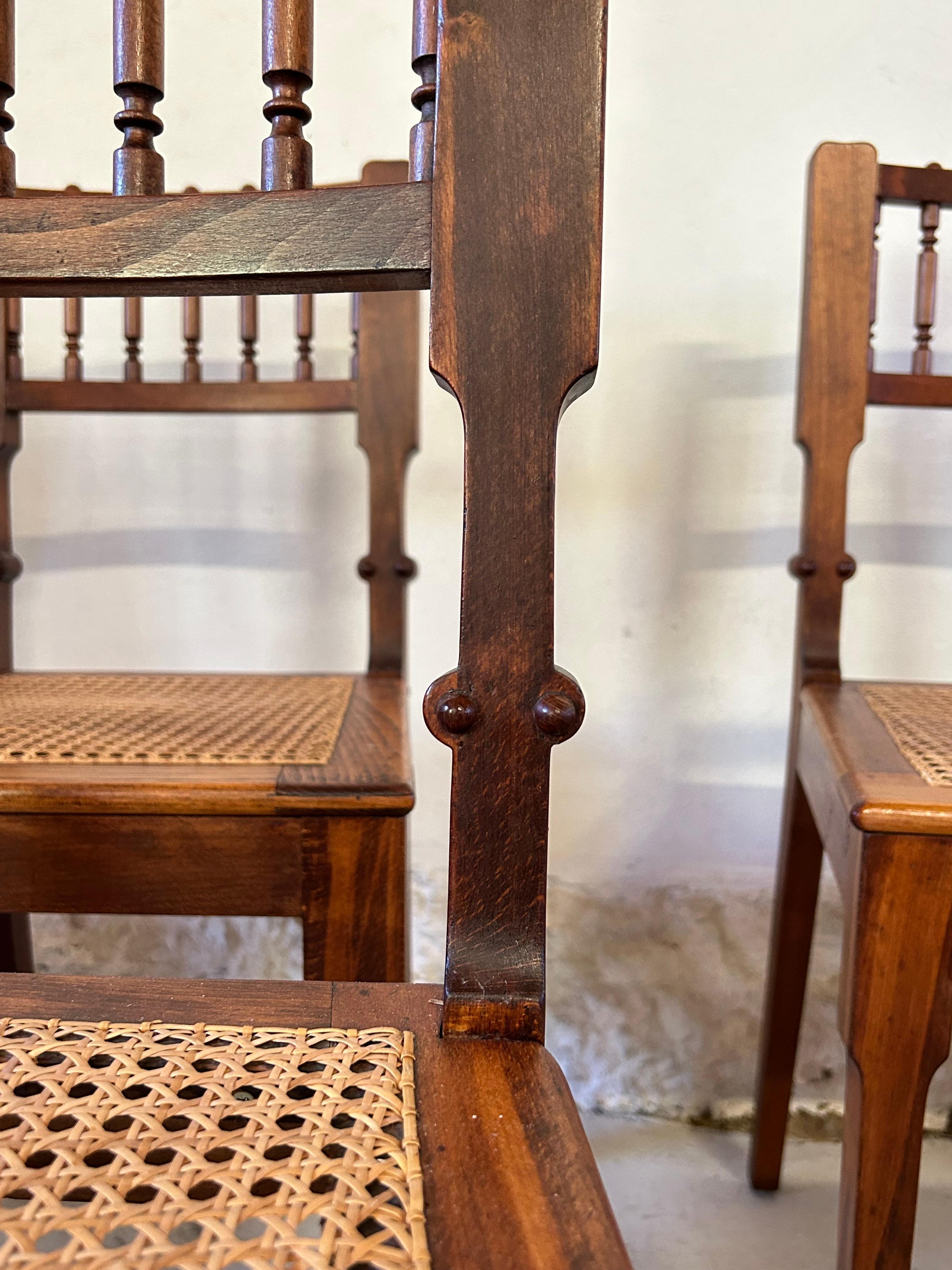 Milieu du XIXe siècle Ensemble de six chaises de salle à manger de l'architecte danois M.G. Bindesbøll, Danemark 1840's en vente
