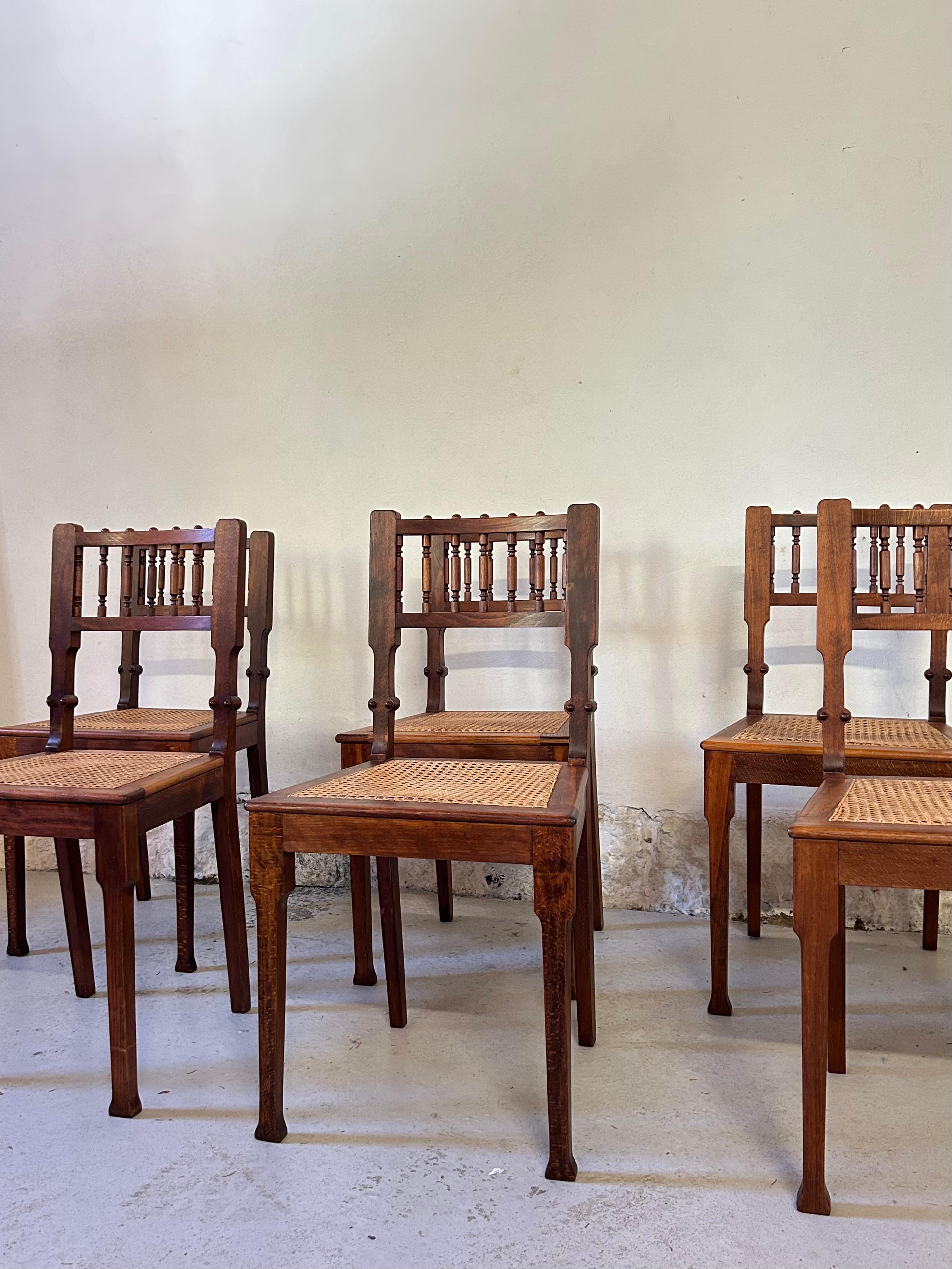Ensemble de six chaises de salle à manger de l'architecte danois M.G. Bindesbøll, Danemark 1840's en vente 2