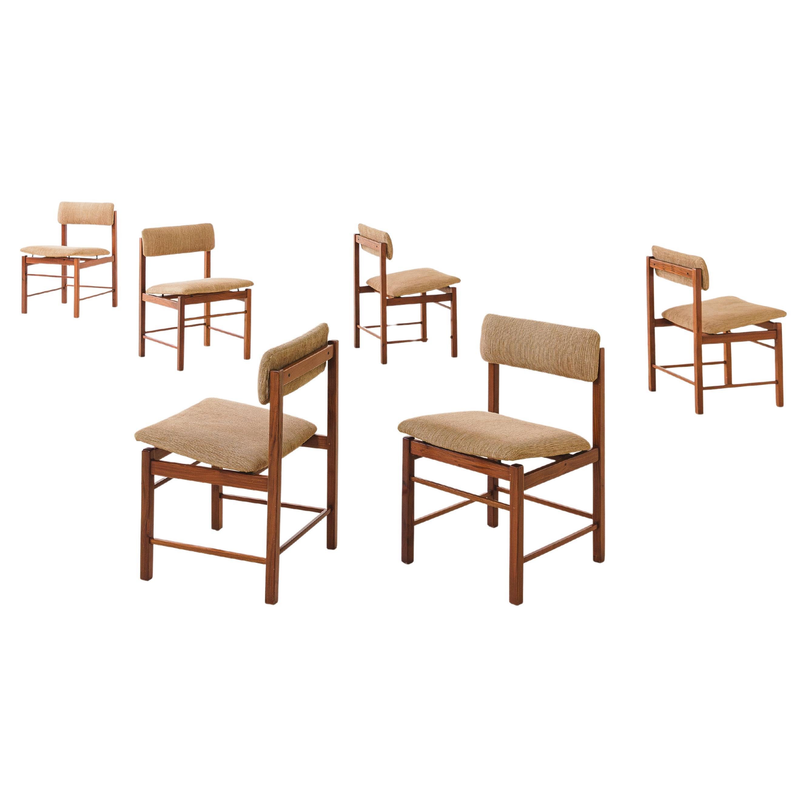 Set of Six Dining Chairs by Ernesto Hauner, Freijó Wood, Mobilinea, 1960s For Sale