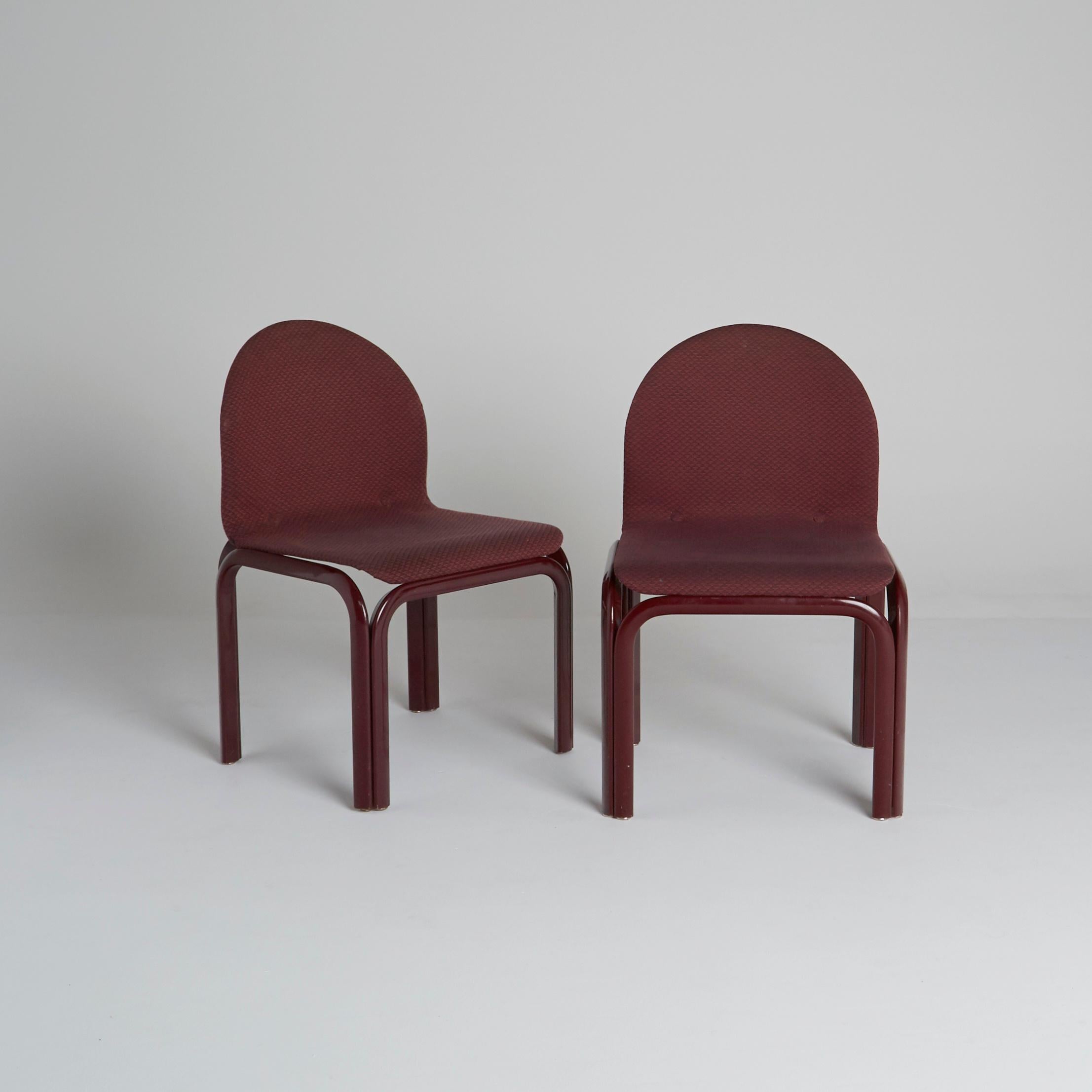 Post-Modern Set of Six Dining Chairs by Gae Aulenti for Knoll International, Signed, 1970s