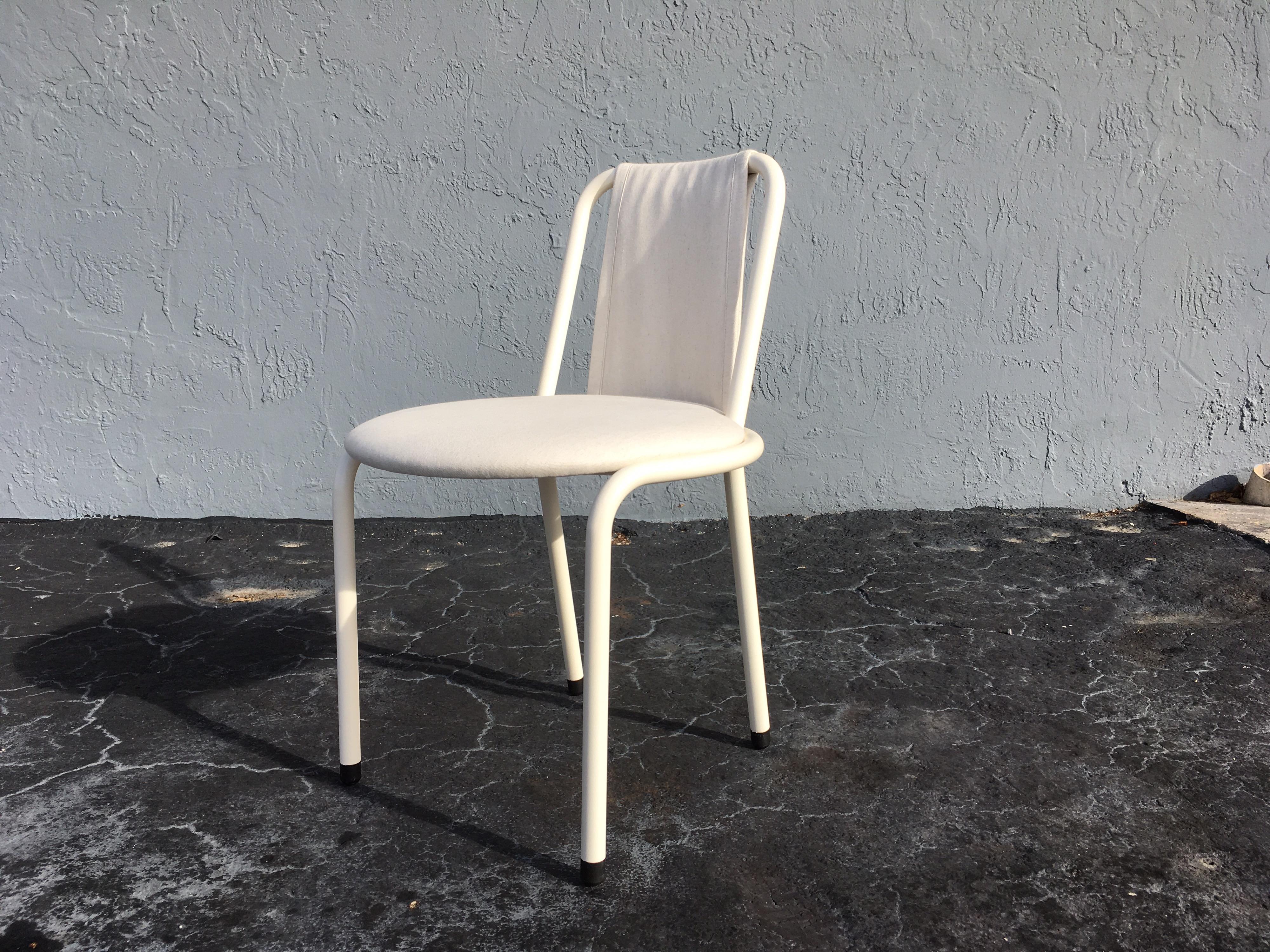 Set of Six Dining Chairs by Giovannetti, Italy, Gae Aulenti Style, White For Sale 6