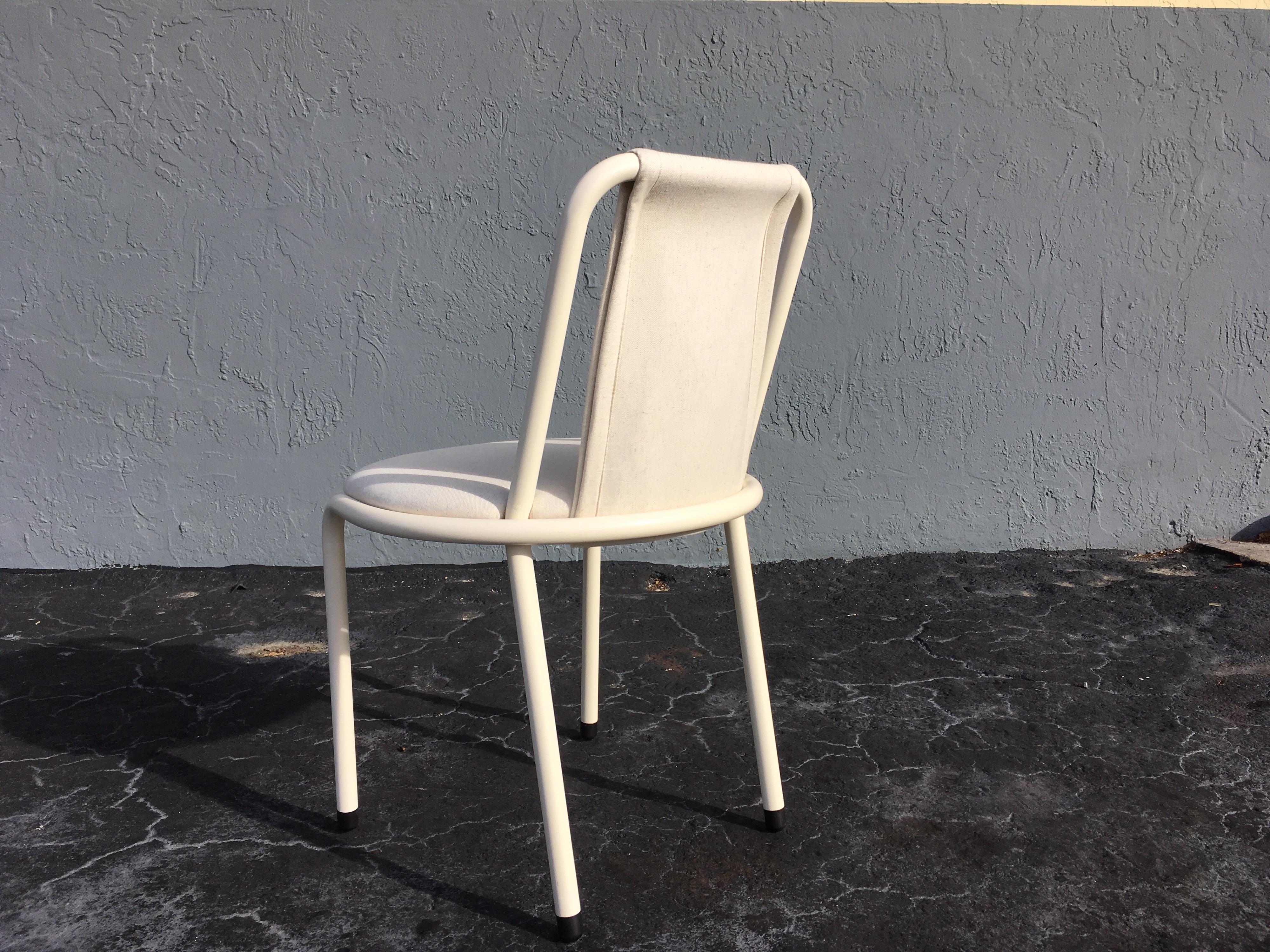 Set of Six Dining Chairs by Giovannetti, Italy, Gae Aulenti Style, White For Sale 8