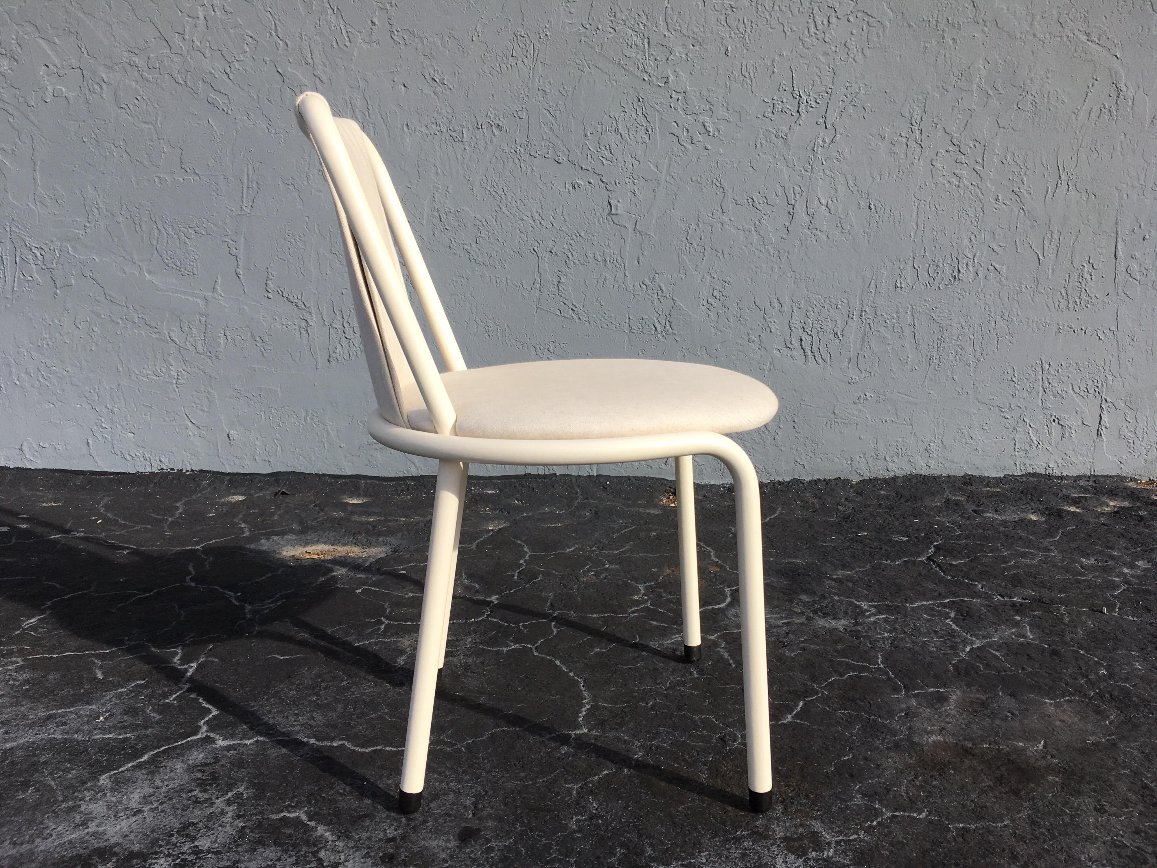 Set of Six Dining Chairs by Giovannetti, Italy, Gae Aulenti Style, White For Sale 9