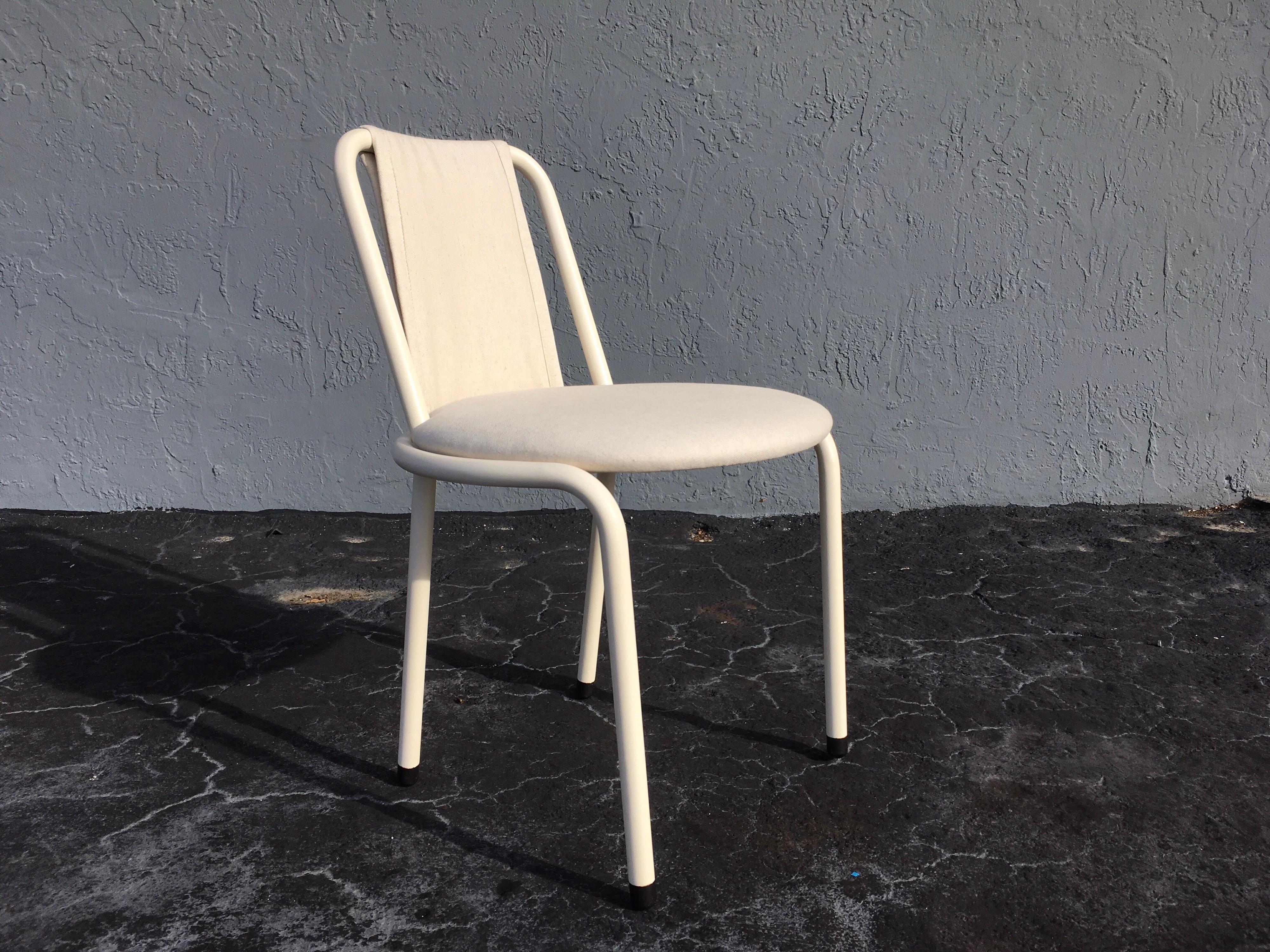 Set of Six Dining Chairs by Giovannetti, Italy, Gae Aulenti Style, White For Sale 10