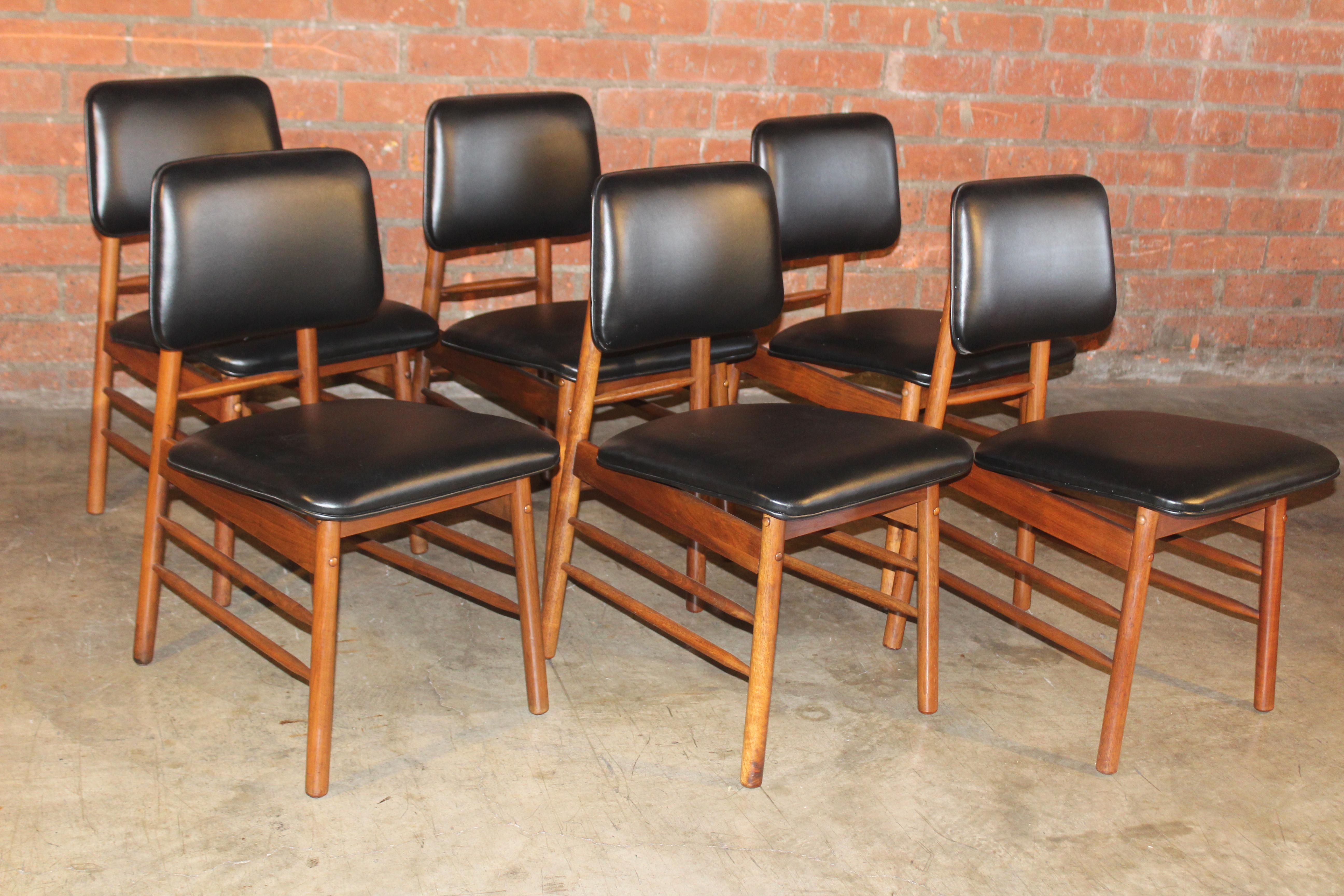 Set of Six Dining Chairs by Greta Grossman, 1950s In Good Condition For Sale In Los Angeles, CA