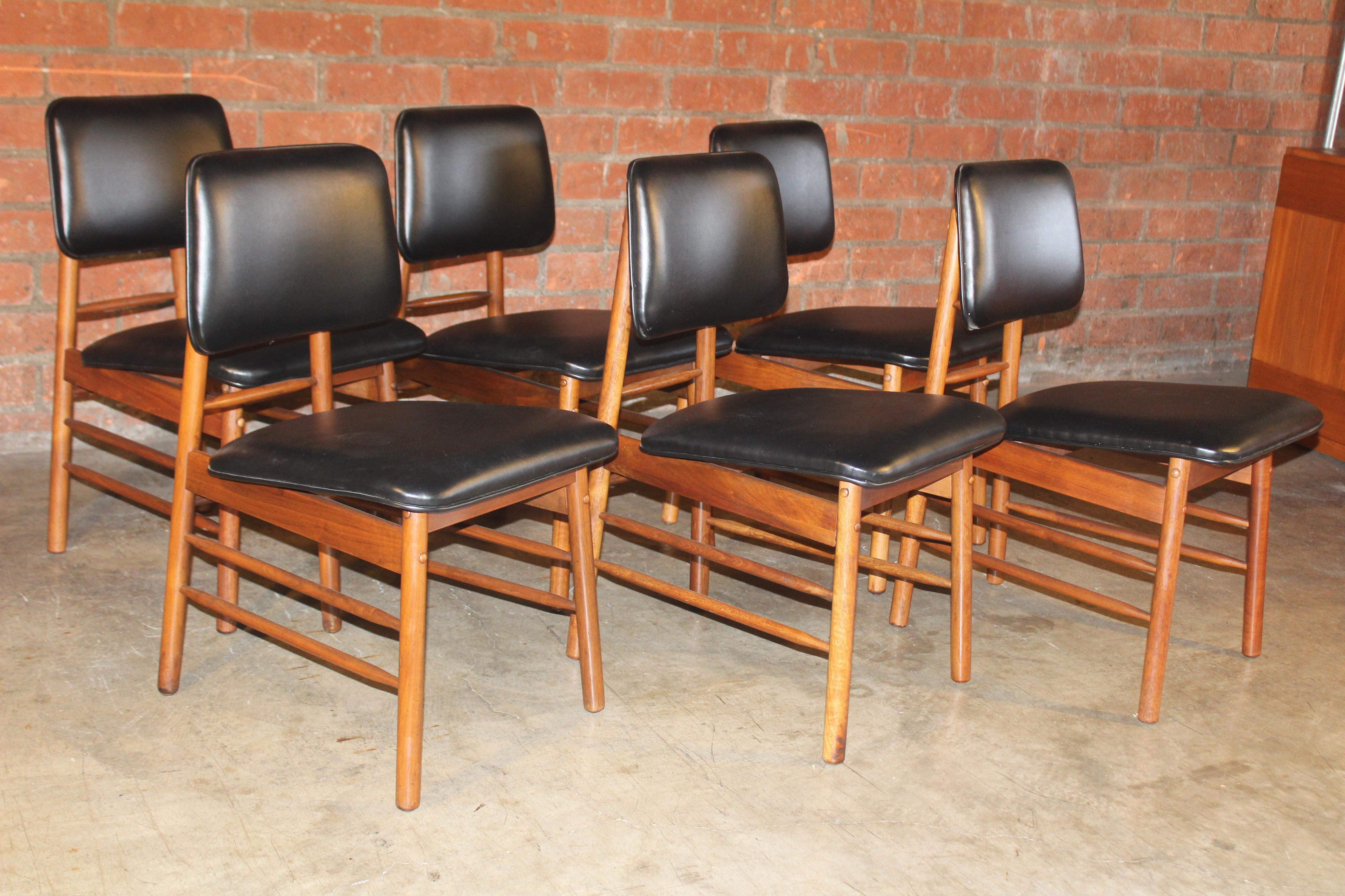 Mid-20th Century Set of Six Dining Chairs by Greta Grossman, 1950s For Sale