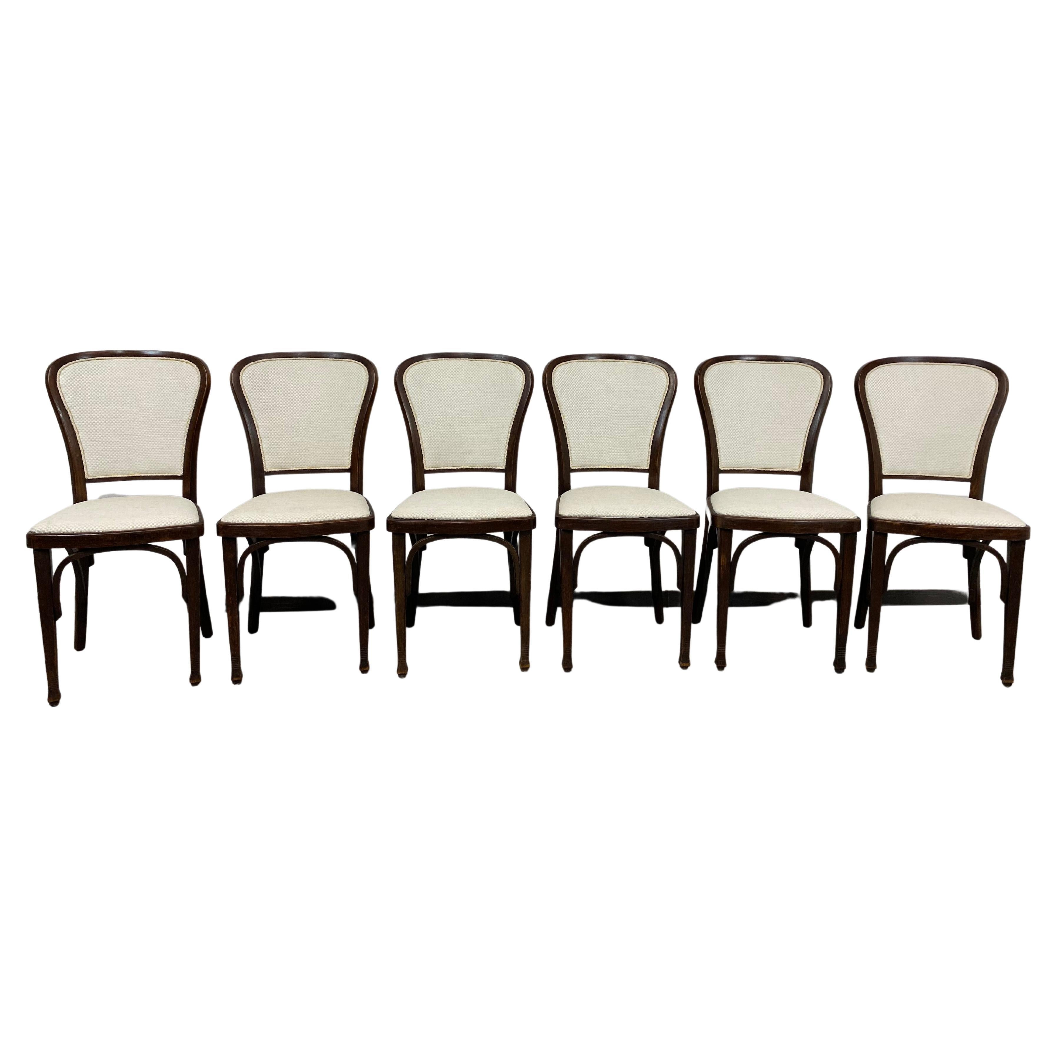Set of Six Dining Chairs by Gustav Siegel for Thonet For Sale