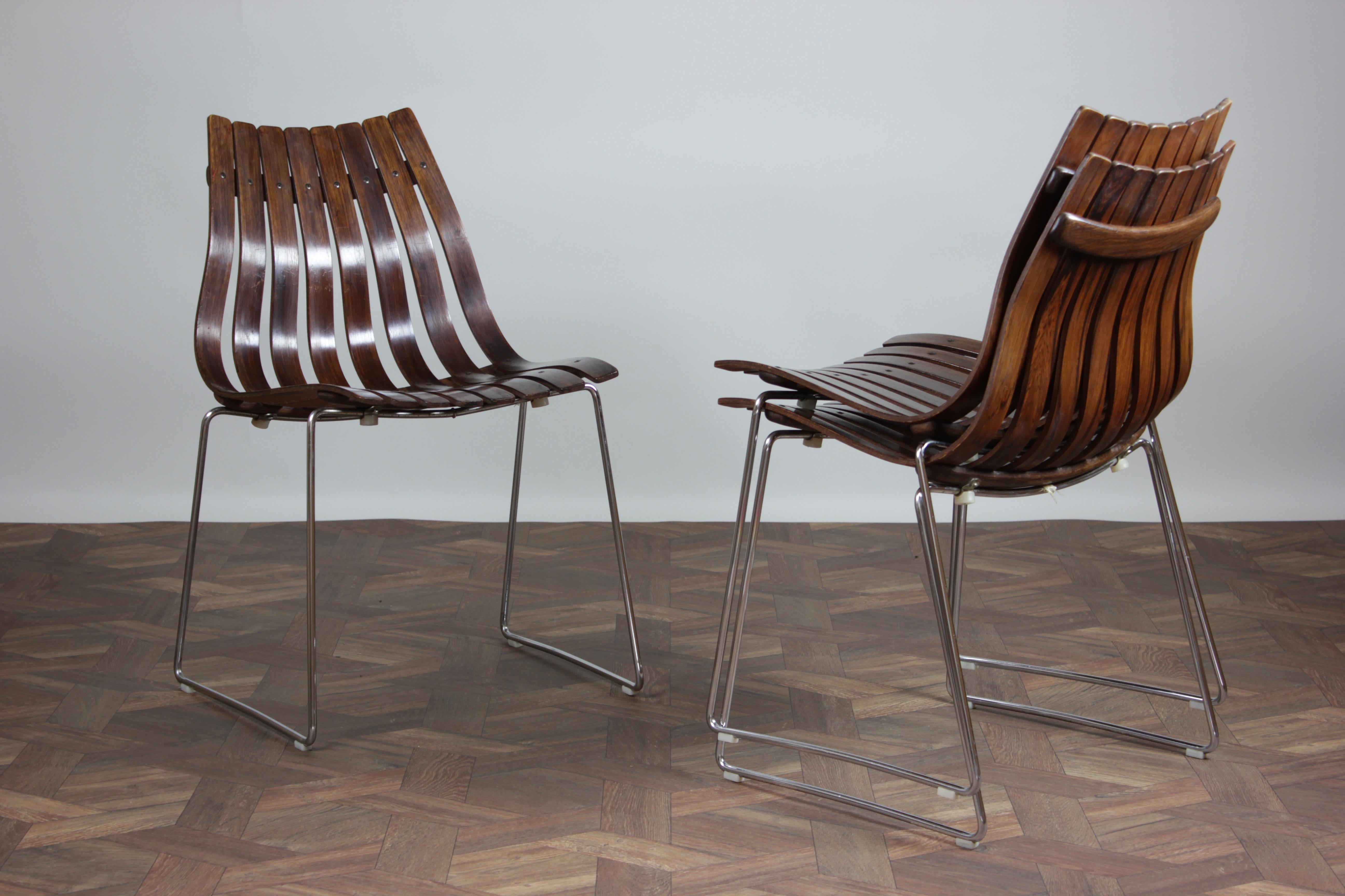 Norwegian Set of Six Mid Century Modern Dining Chairs by Hans Brattrud for Hove Møbler