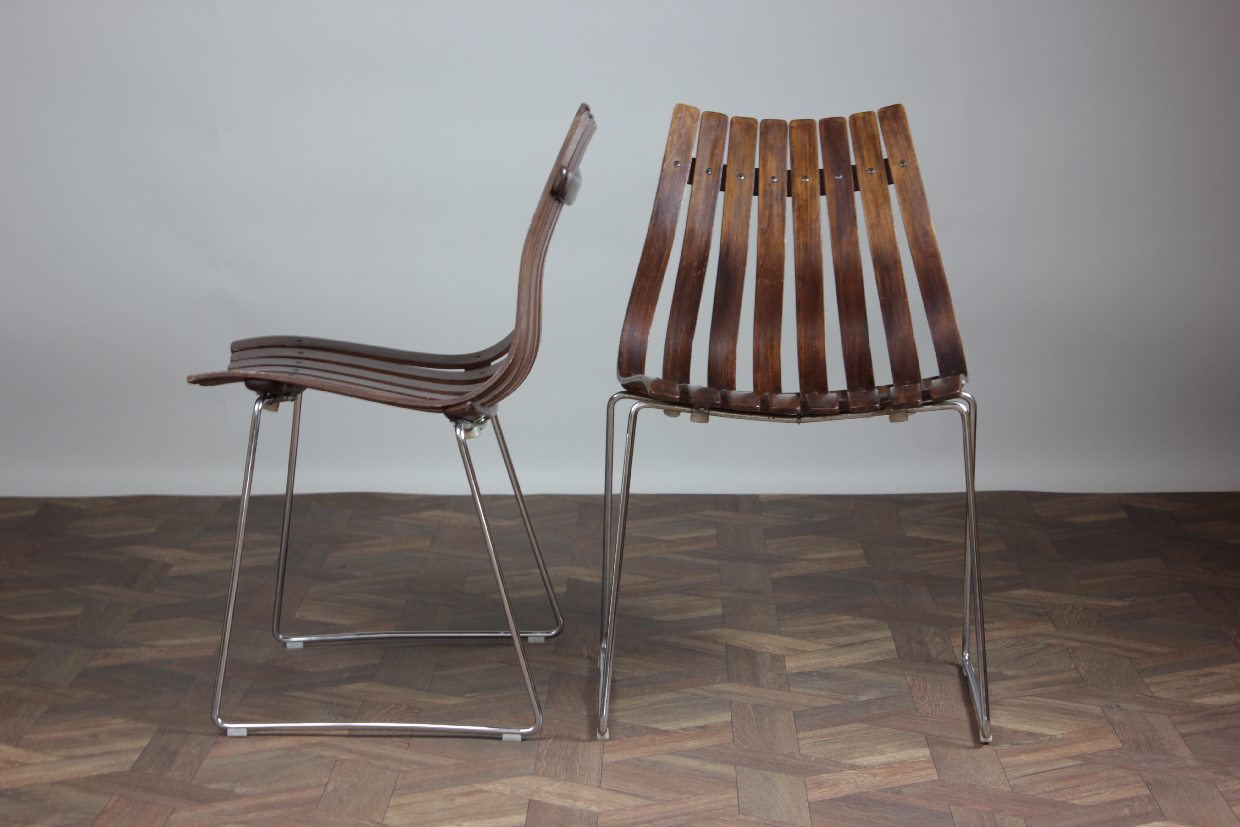 Rosewood Set of Six Mid Century Modern Dining Chairs by Hans Brattrud for Hove Møbler