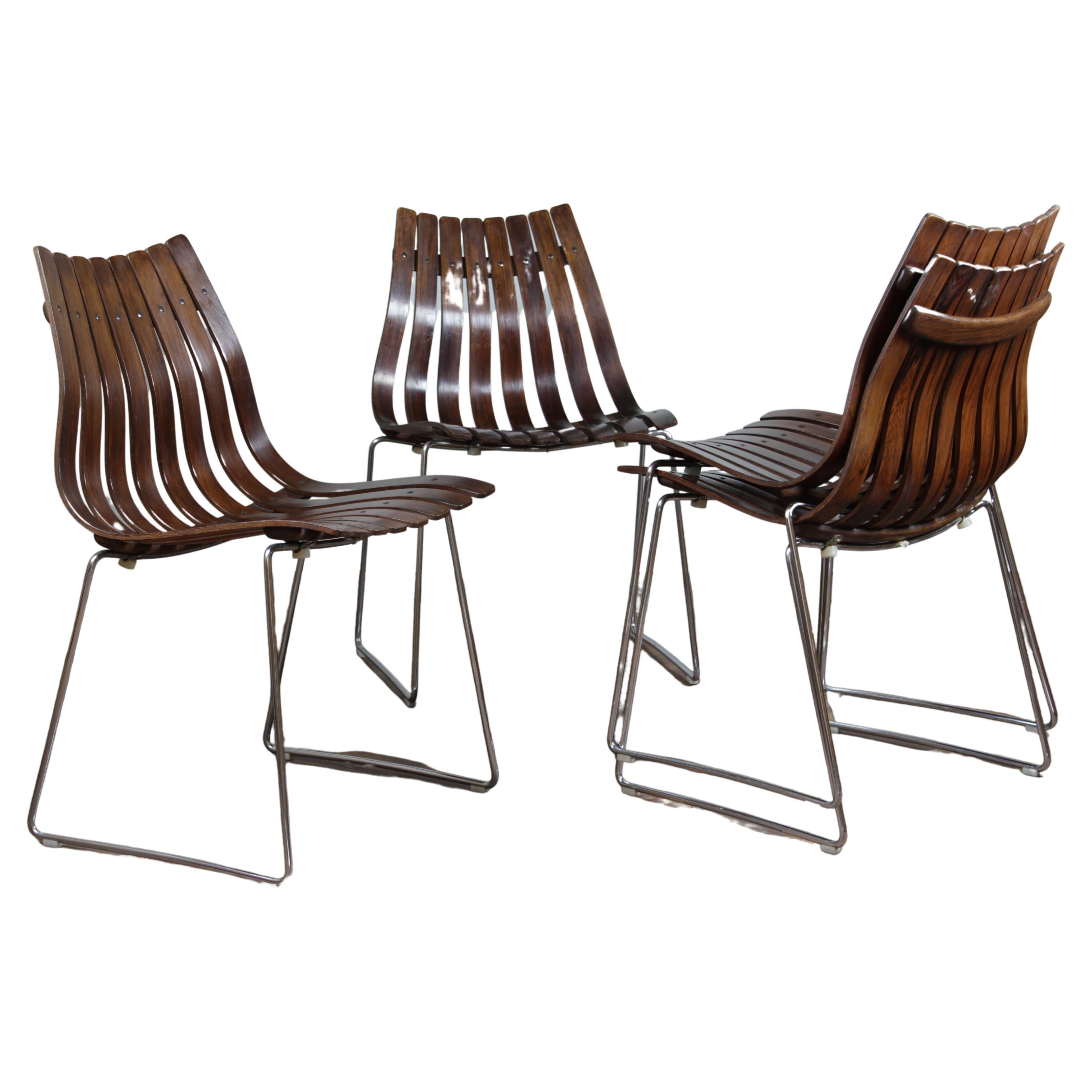 Set of Six Mid Century Modern Dining Chairs by Hans Brattrud for Hove Møbler