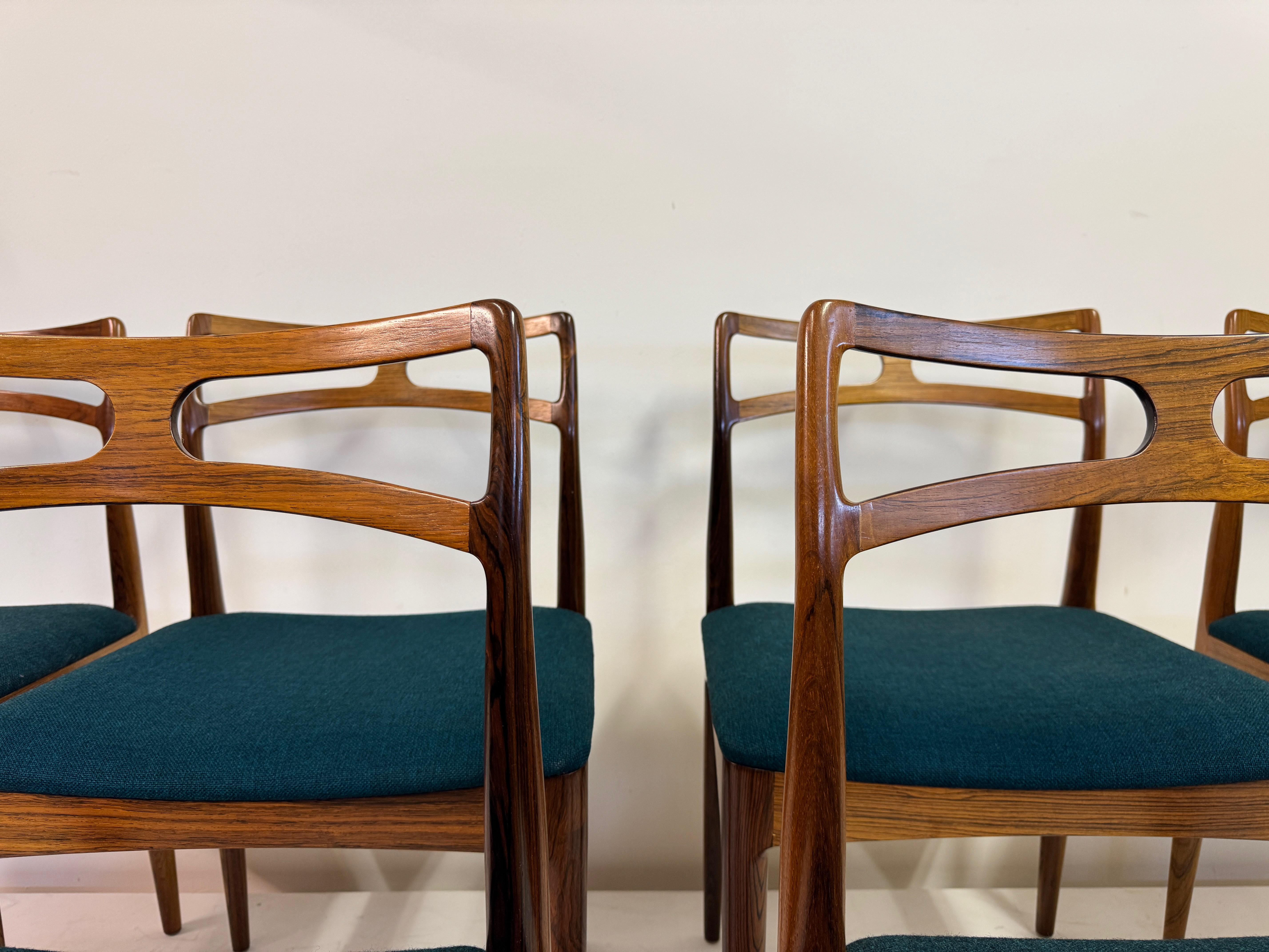 Set di sei sedie da pranzo di Johannes Andersen per Christian Linneberg, Danimarca In condizioni buone in vendita a London, London