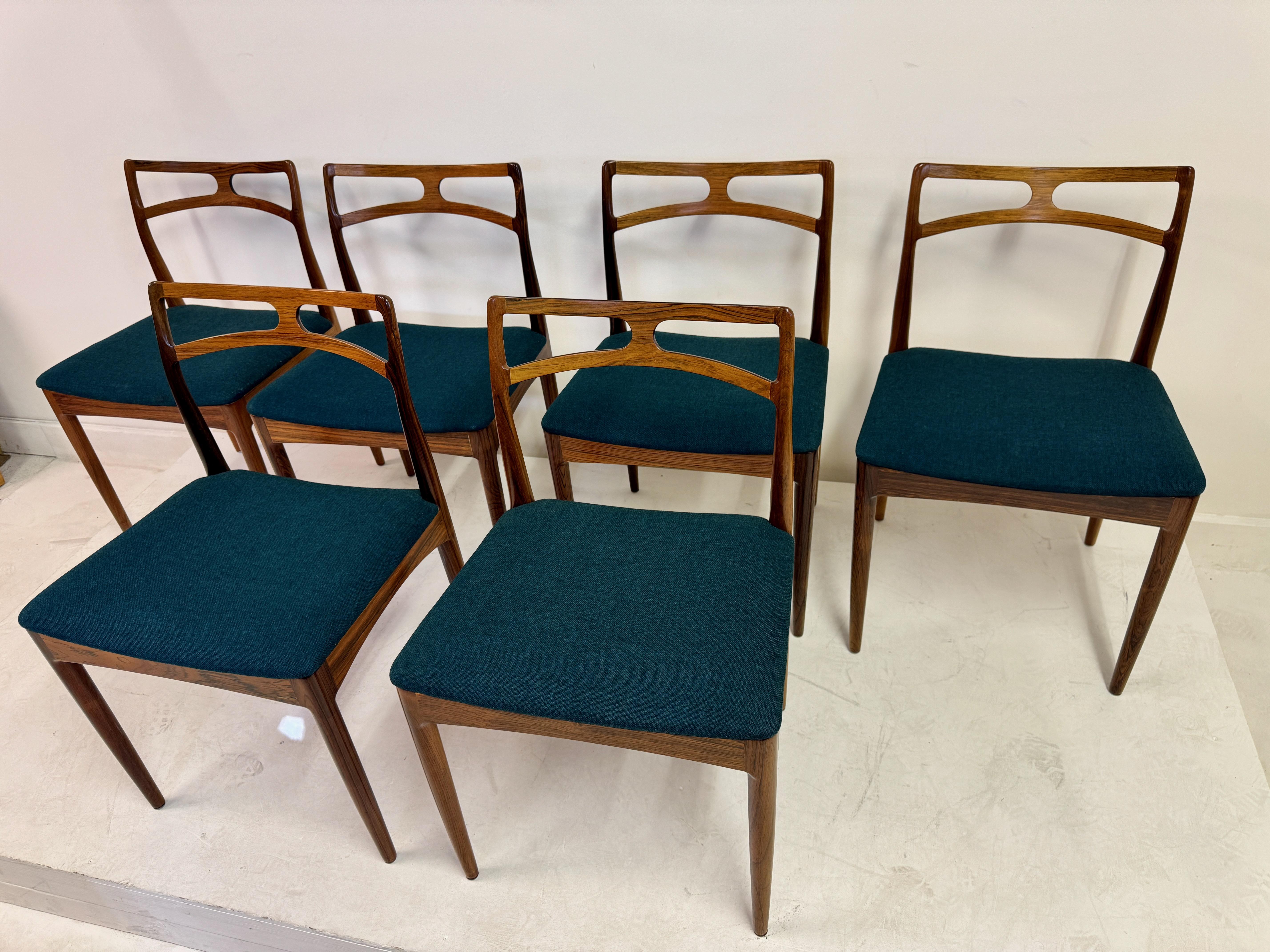 XX secolo Set di sei sedie da pranzo di Johannes Andersen per Christian Linneberg, Danimarca in vendita
