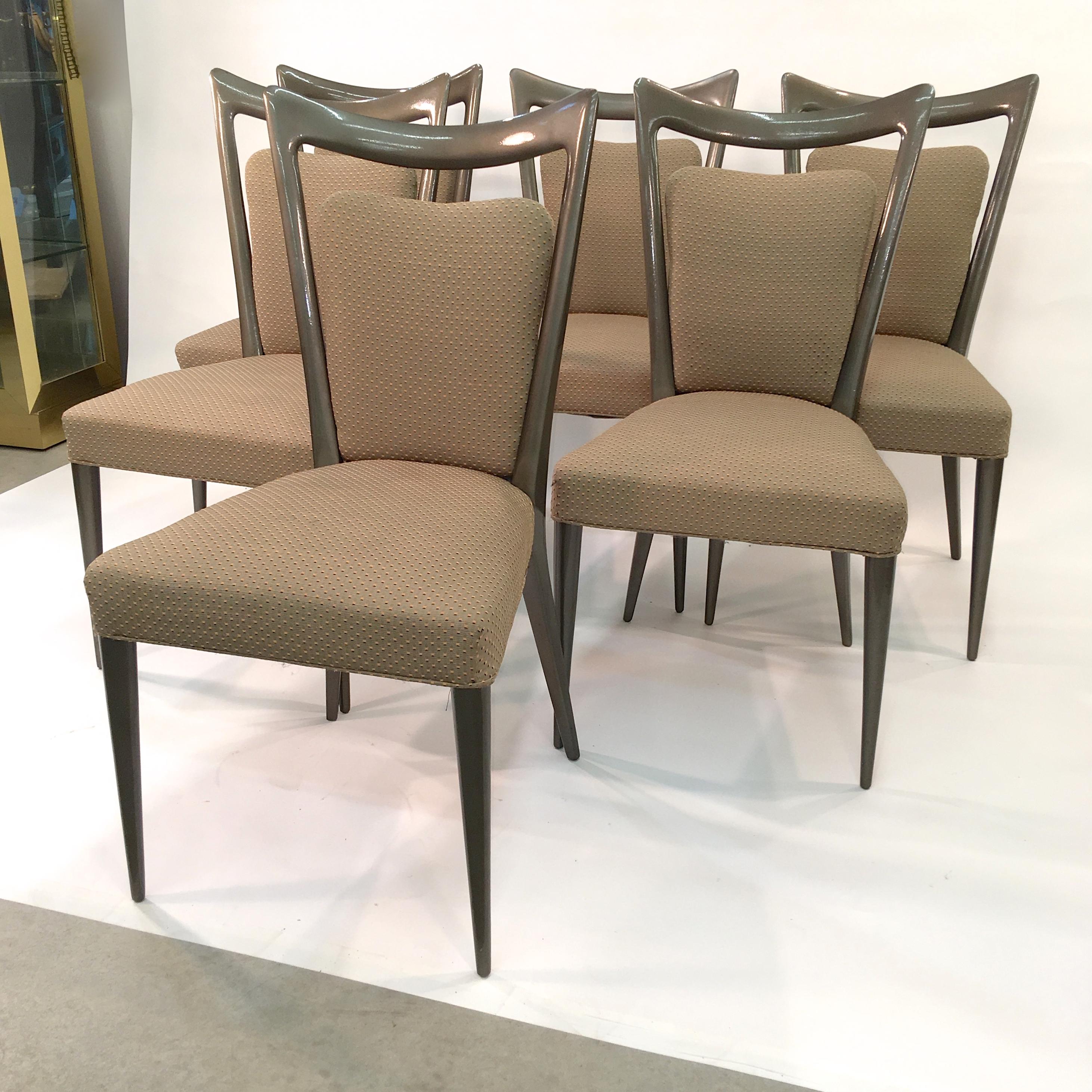 Lacquered Set of Six Dining Chairs by Melchiorre Bega & Mario Gottardi