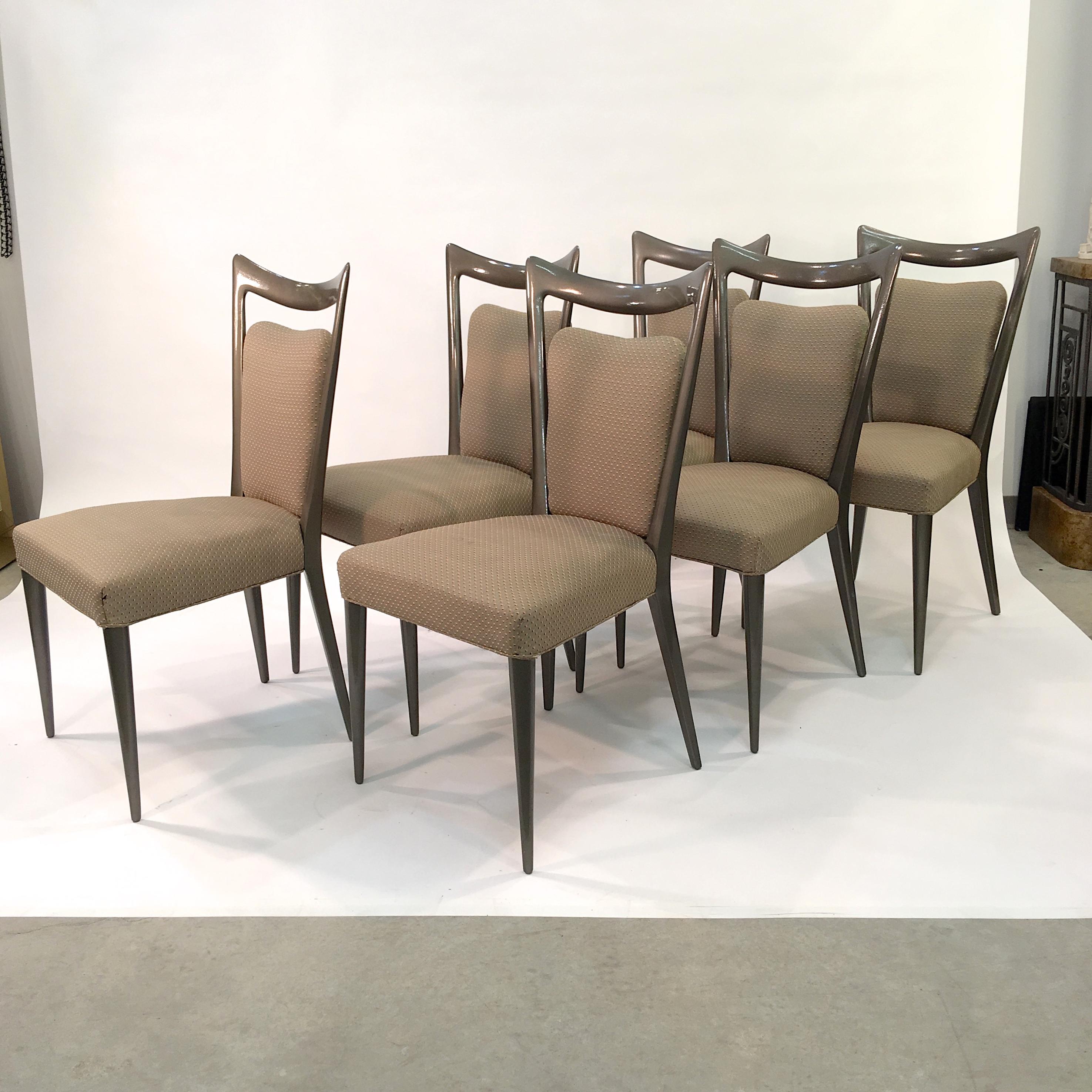 Mid-20th Century Set of Six Dining Chairs by Melchiorre Bega & Mario Gottardi