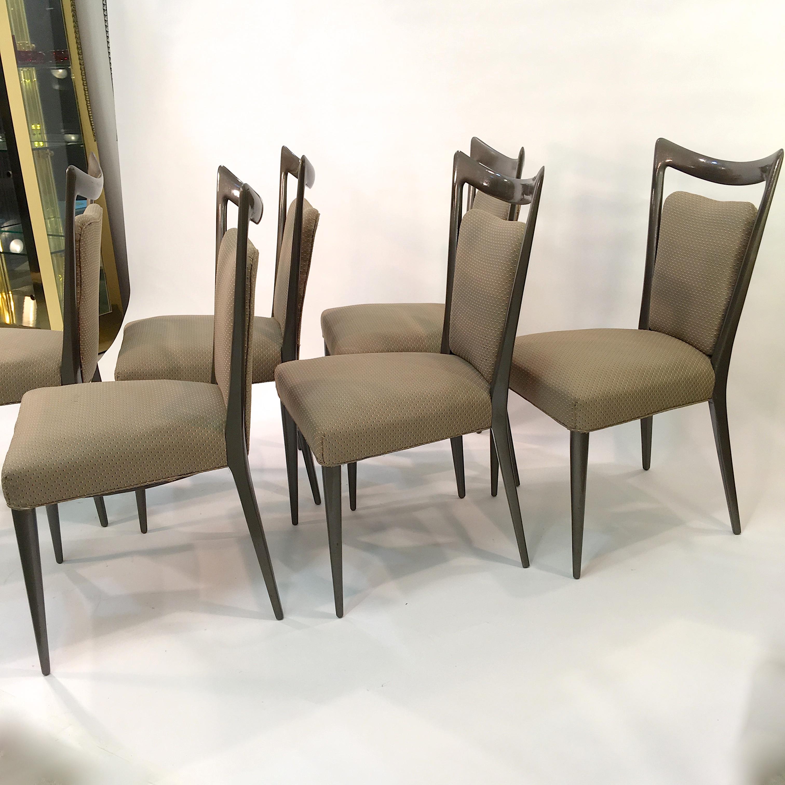 Upholstery Set of Six Dining Chairs by Melchiorre Bega & Mario Gottardi