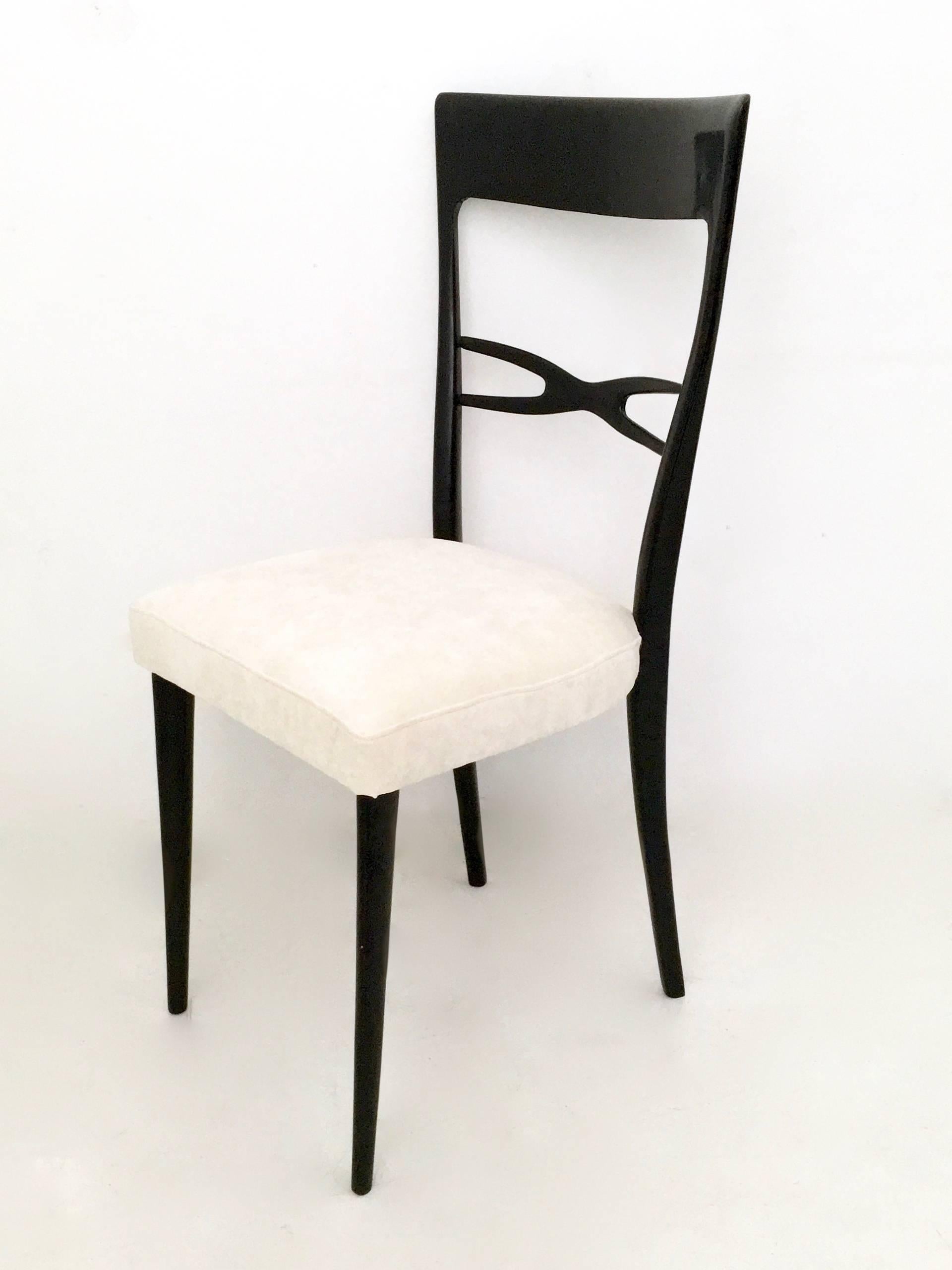 Ebonized Set of Six Dining Chairs by Melchiorre Bega, Italy, Late 1940s-Early 1950s