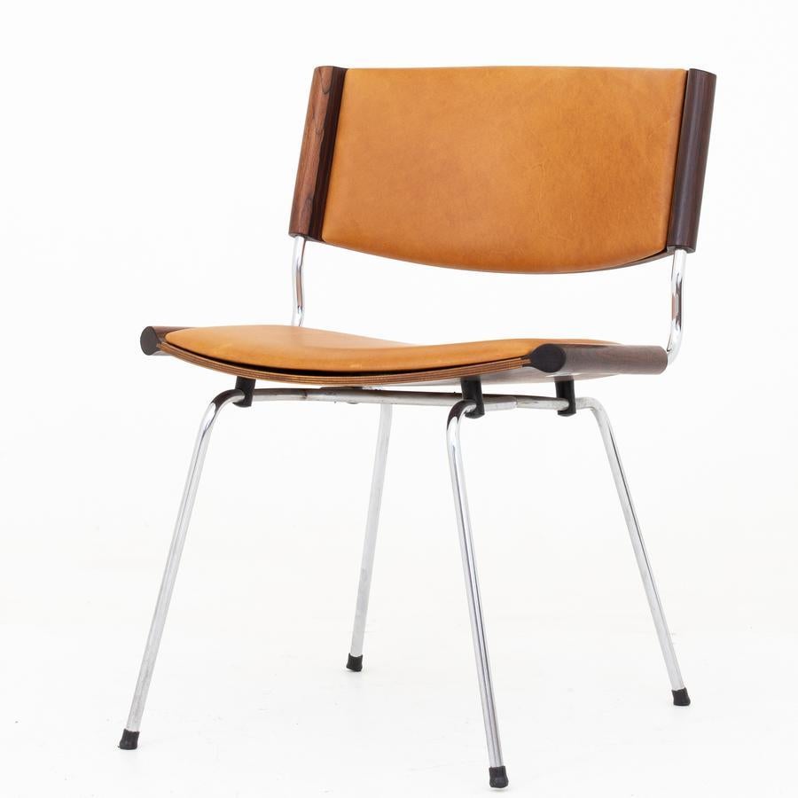 Model ND 150 - 'Badmintol chair' in rosewood and cognac leather. Designed 1958. Maker Kolds Savværk.