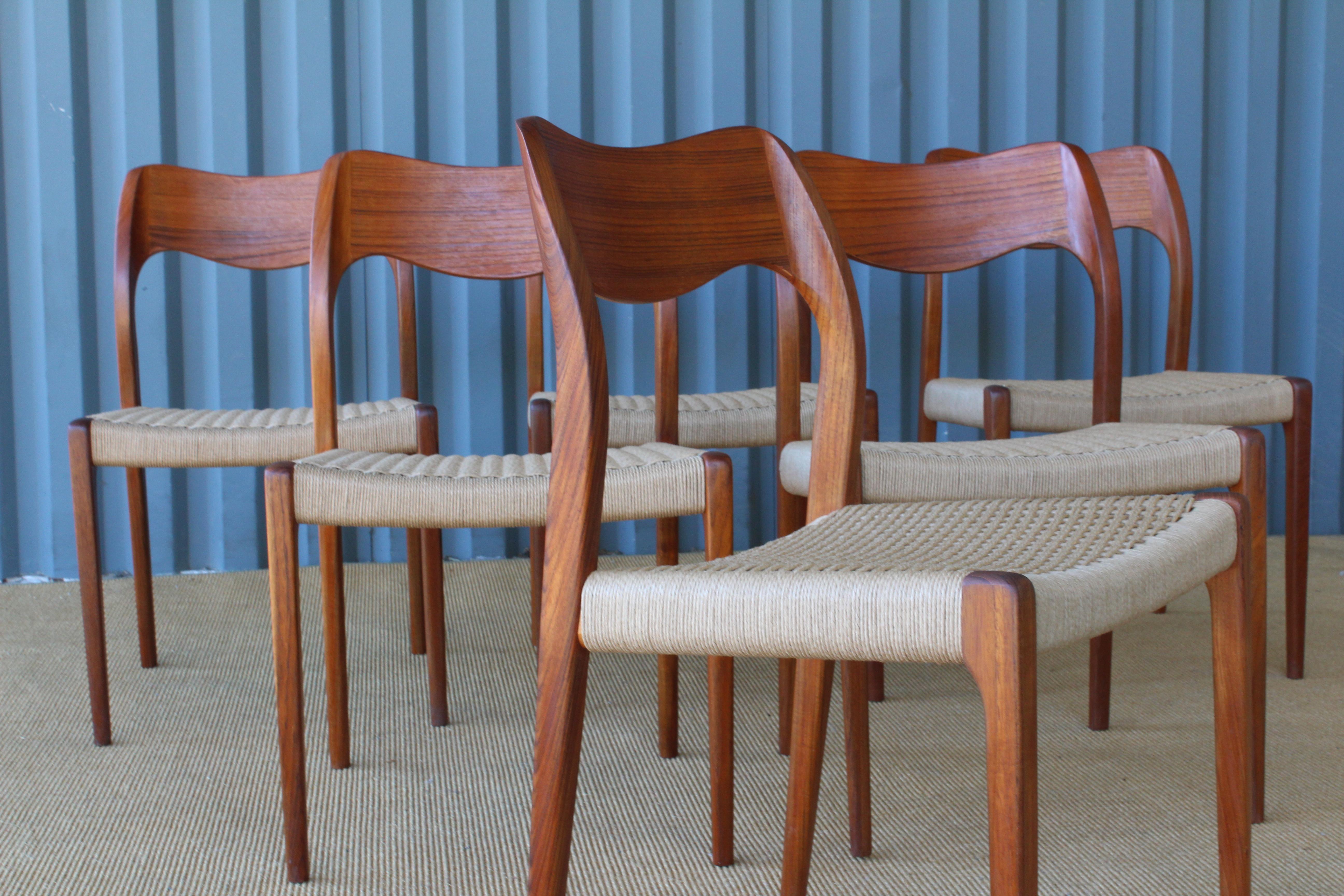 Danish Set of Six Dining Chairs by Niels Moller, Denmark, 1960s