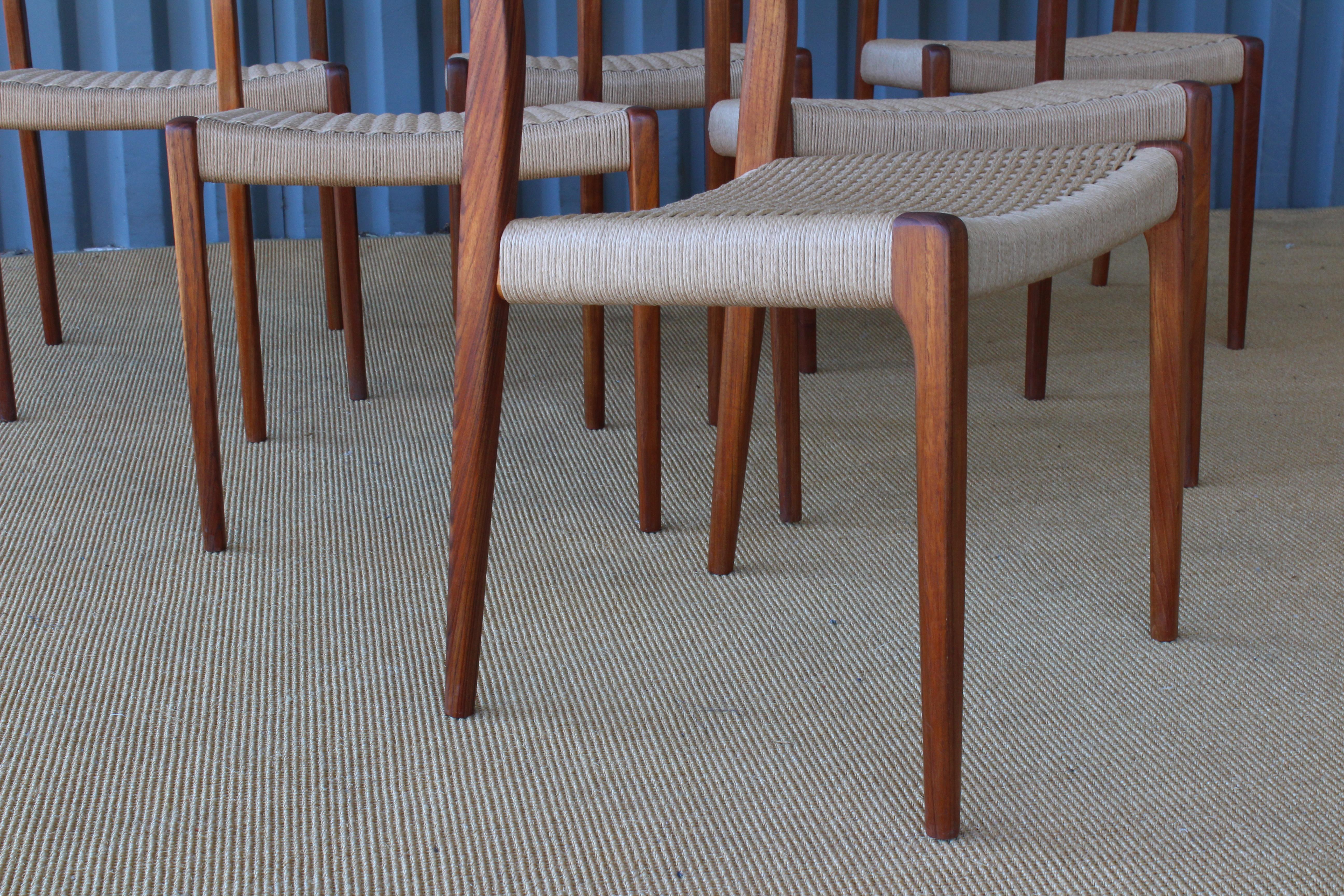 Set of Six Dining Chairs by Niels Moller, Denmark, 1960s In Excellent Condition In Los Angeles, CA