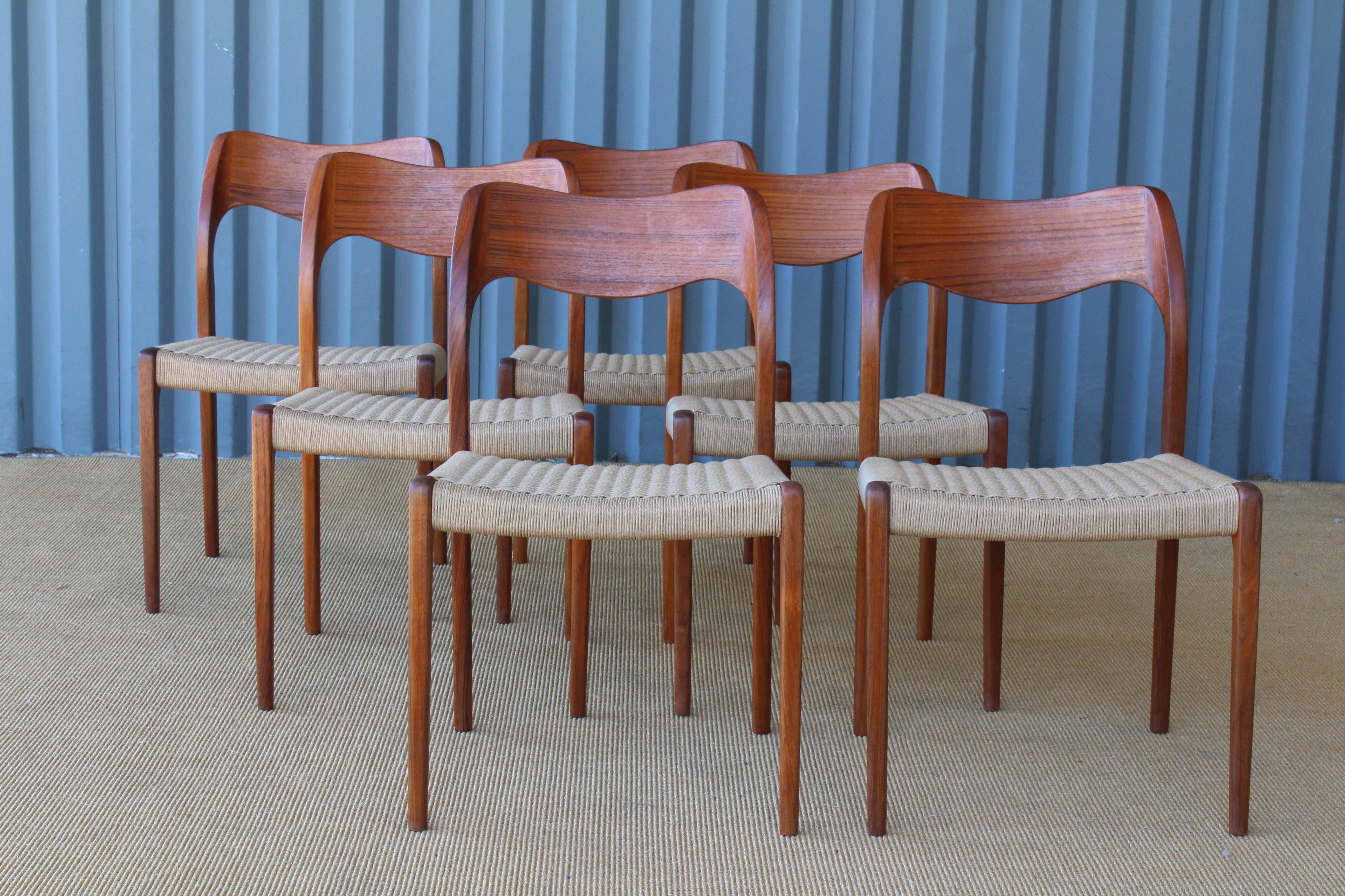 Set of Six Dining Chairs by Niels Moller, Denmark, 1960s 2