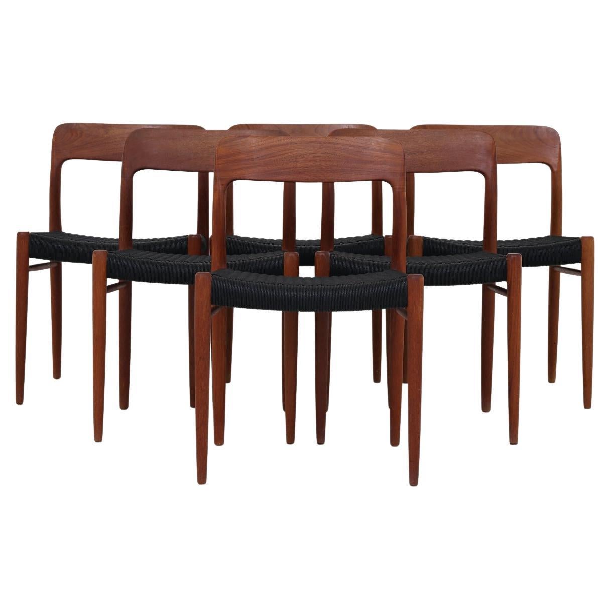 Set of Six Dining Chairs by Niels O. Møller Model 75