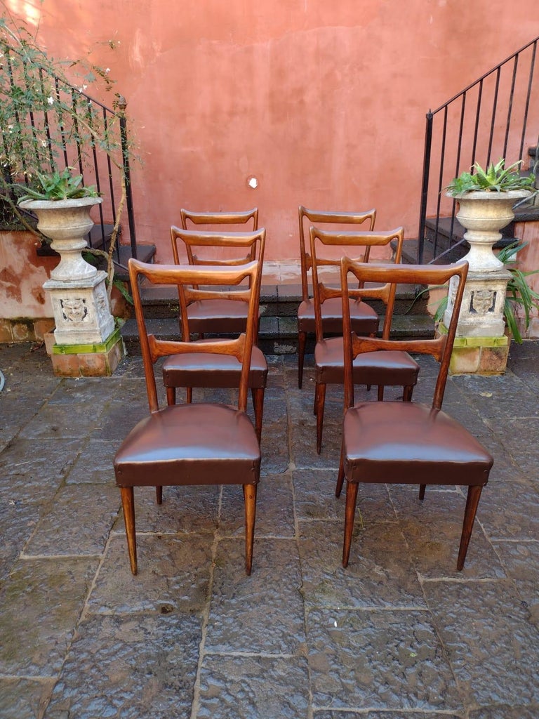 Set of Six Dining Chairs by Paolo Buffa, Italy 1950s For Sale 3