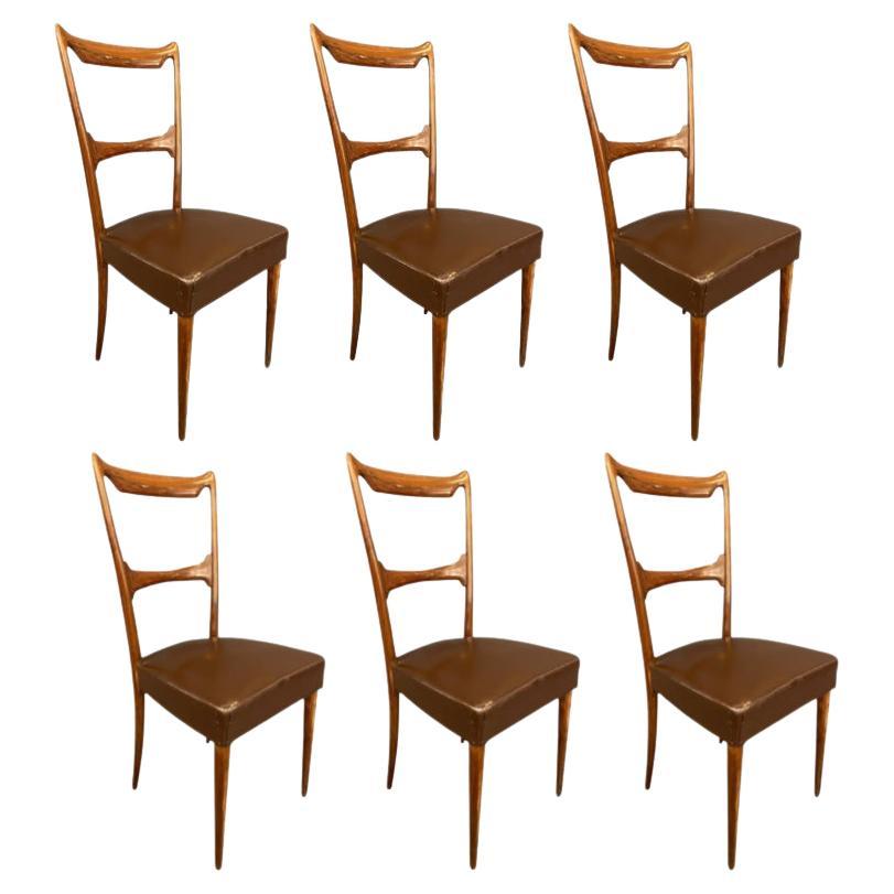 Set of Six Dining Chairs by Paolo Buffa, Italy 1950s