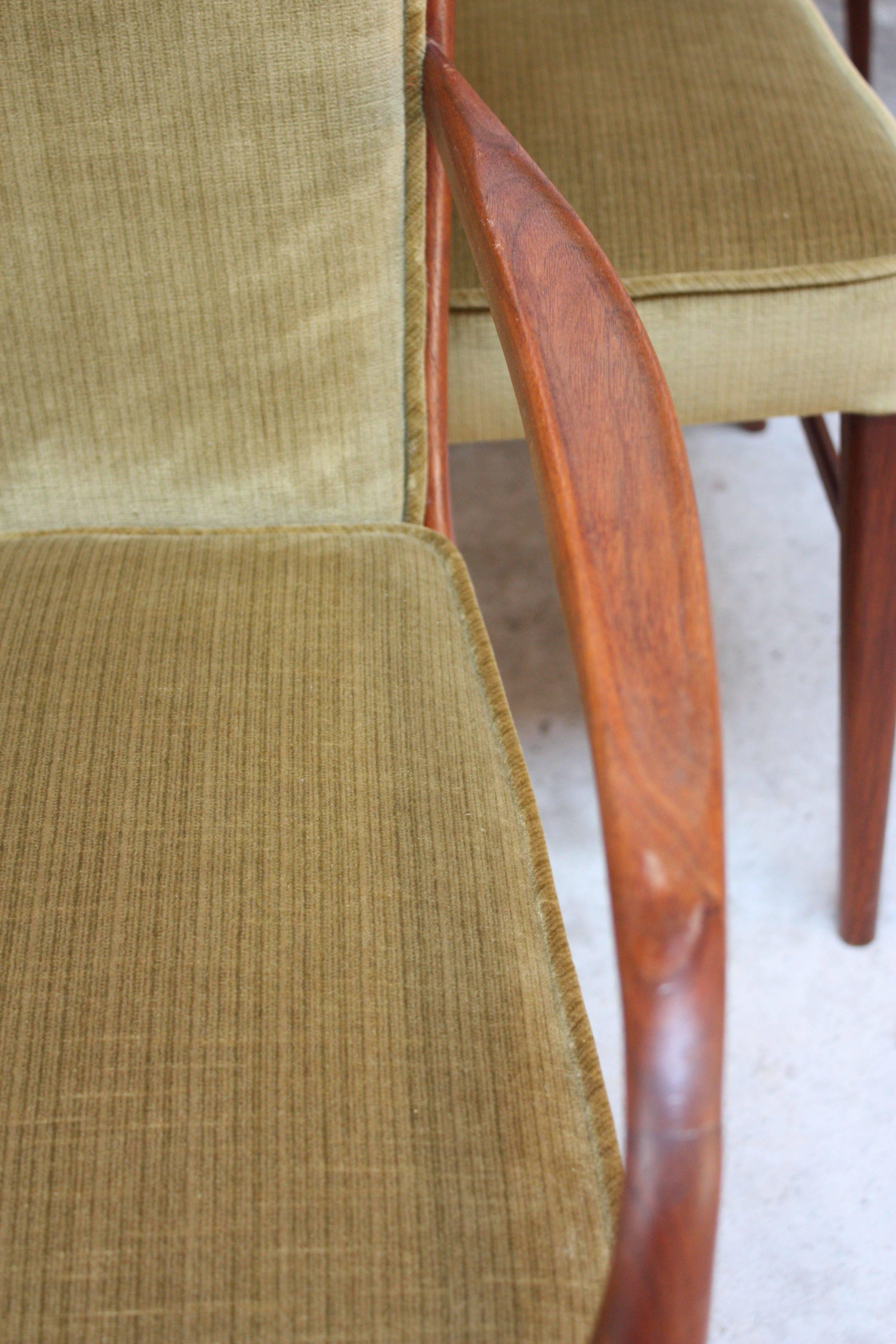 Velvet Set of Six Dining Chairs by Paul McCobb for H. Sacks and Sons