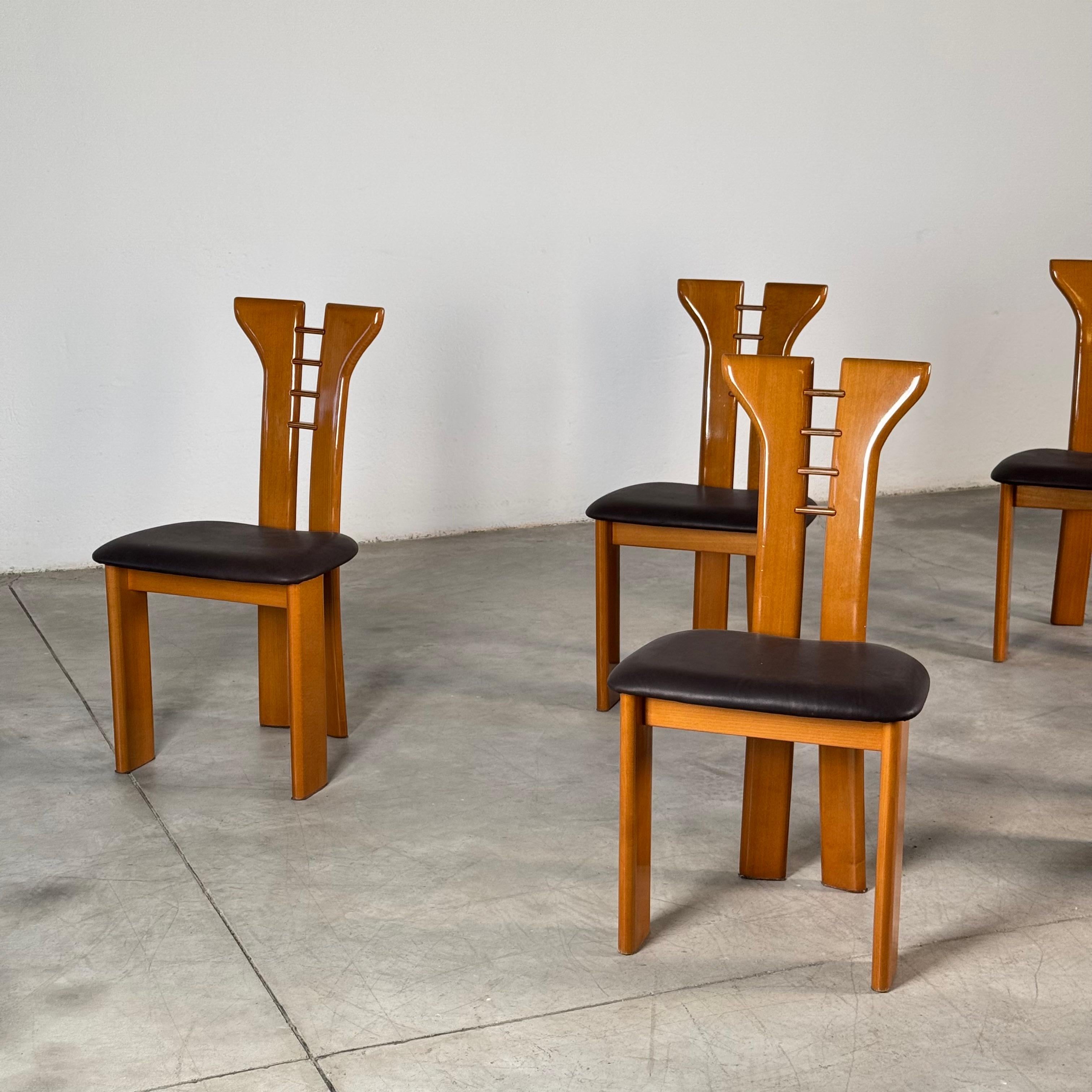 Set di sei sedie da pranzo di Pierre Cardin per Rimaldi, fine anni '70 In condizioni buone in vendita a Brescia, Brescia