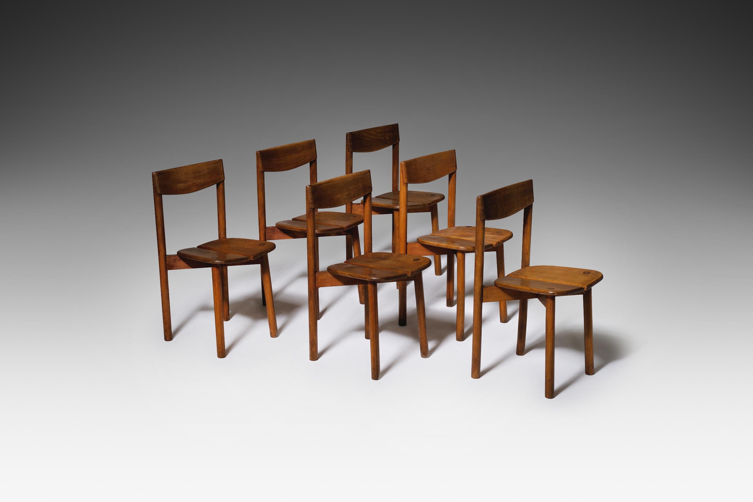 Mid-Century Modern Set of Six Dining Chairs by Pierre Gautier Delaye, France, 1960s